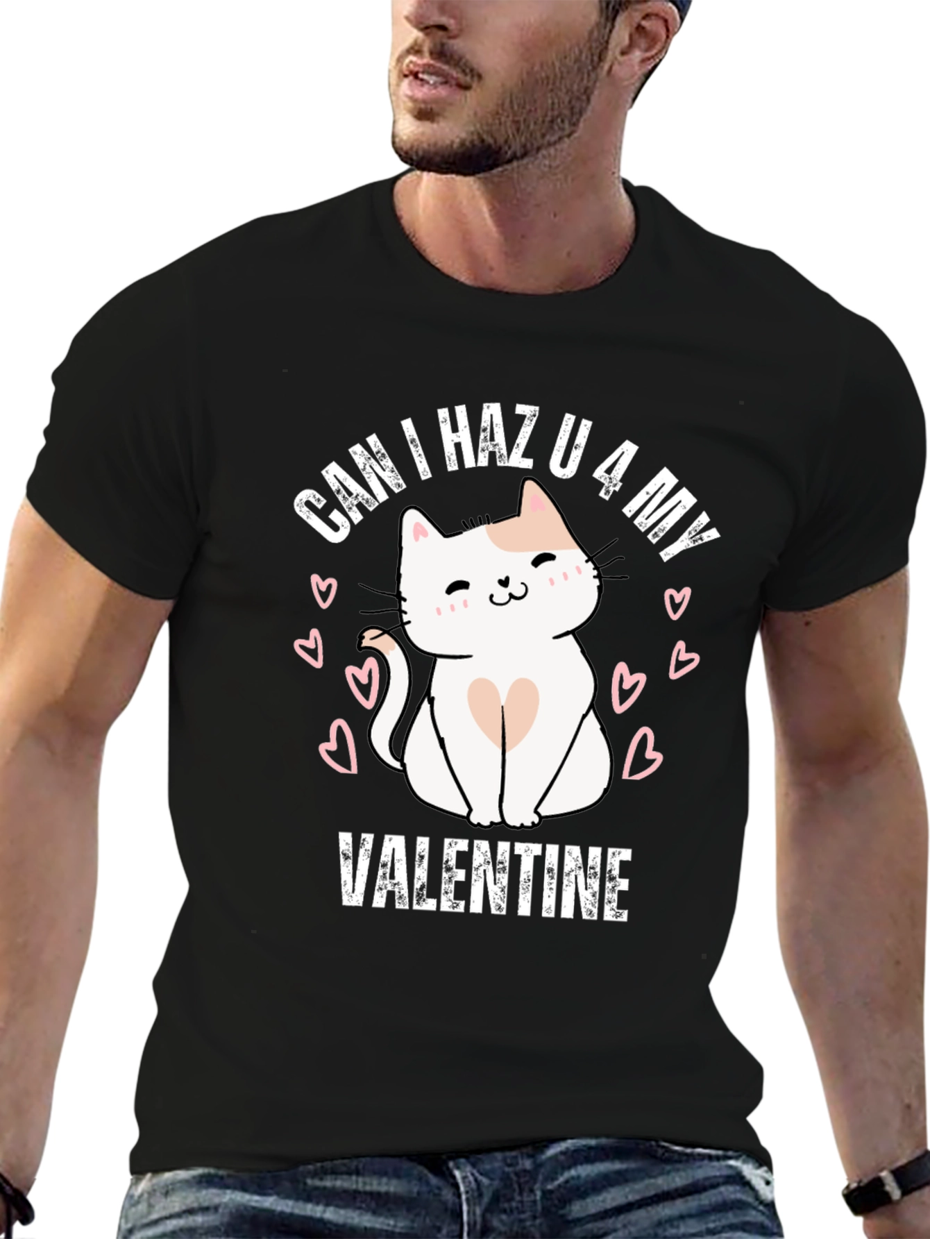 Valentines Day Cat Graphic T-Shirt