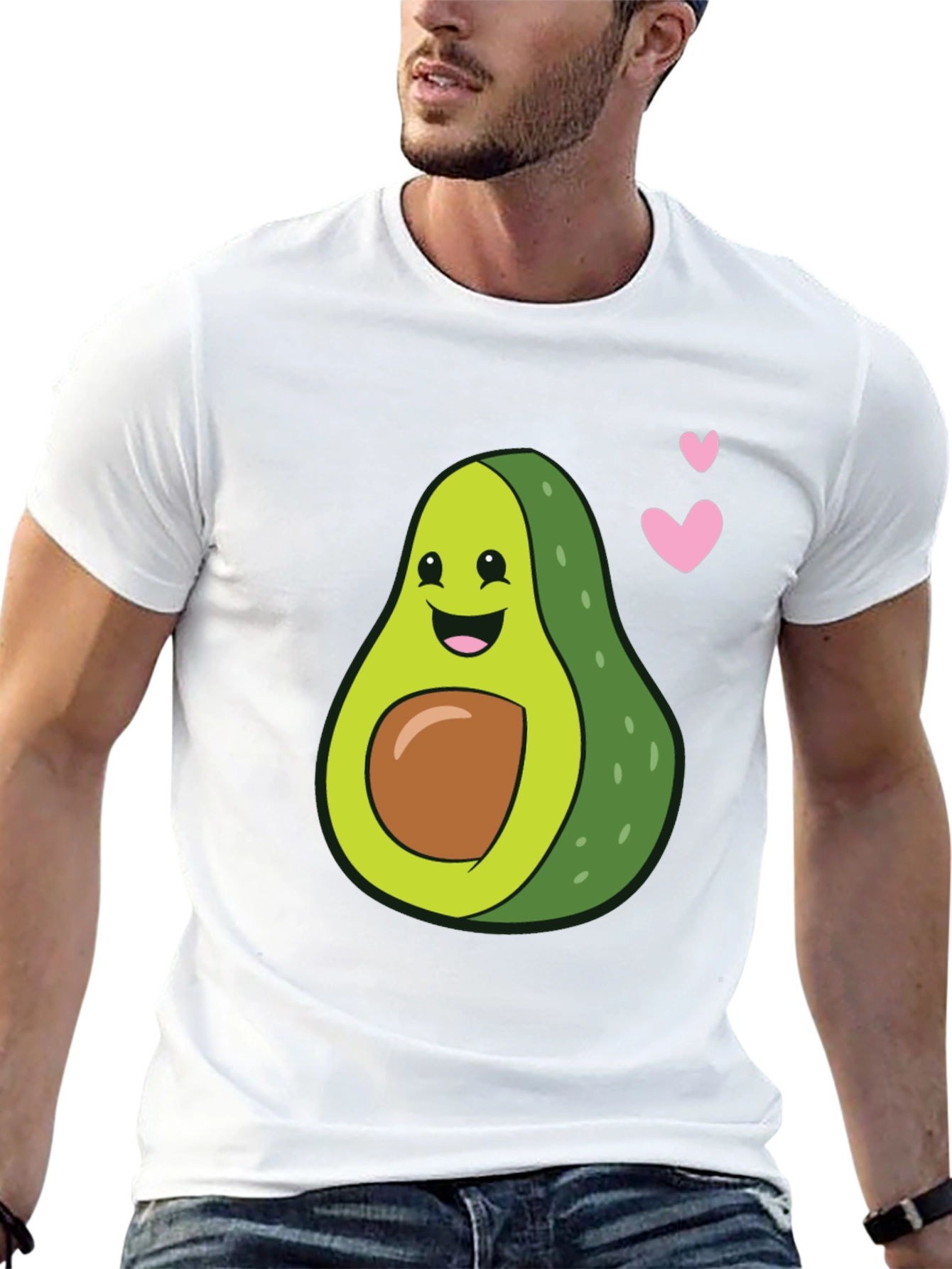Cute Avocado Heart Graphic Black T-Shirt