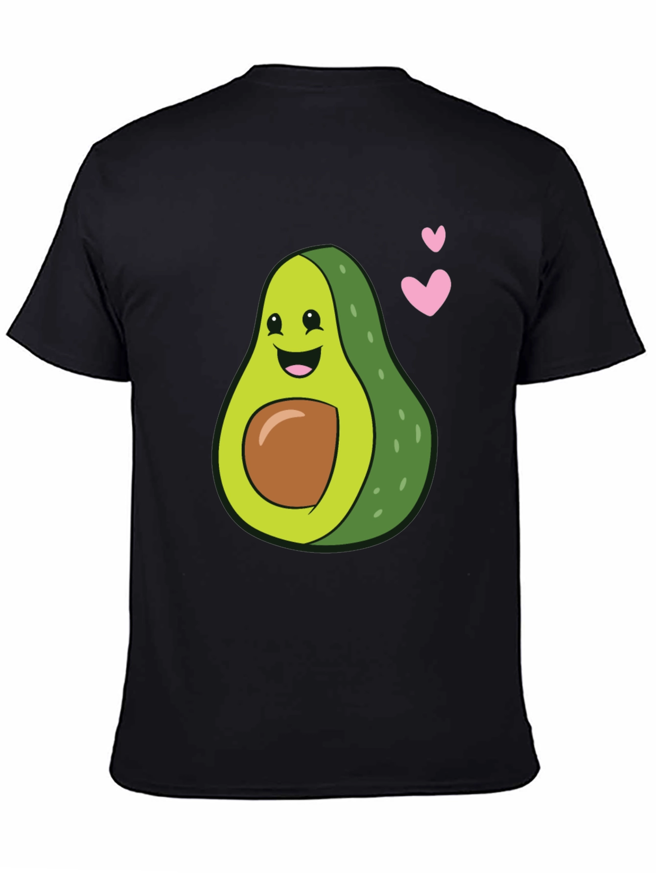 Cute Avocado Heart Graphic Black T-Shirt