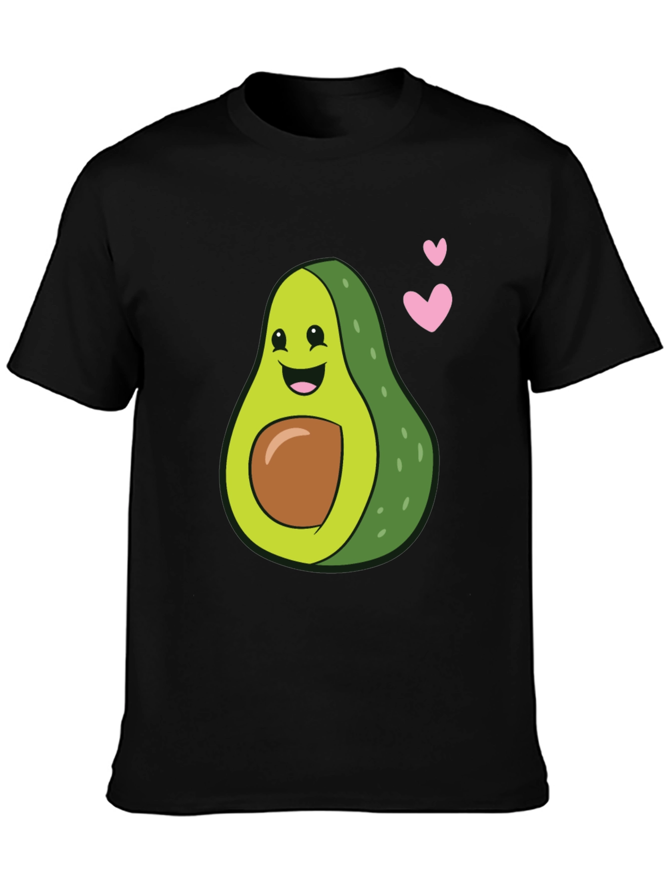 Cute Avocado Heart Graphic Black T-Shirt