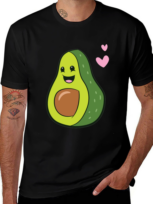 Cute Avocado Heart Graphic Black T-Shirt