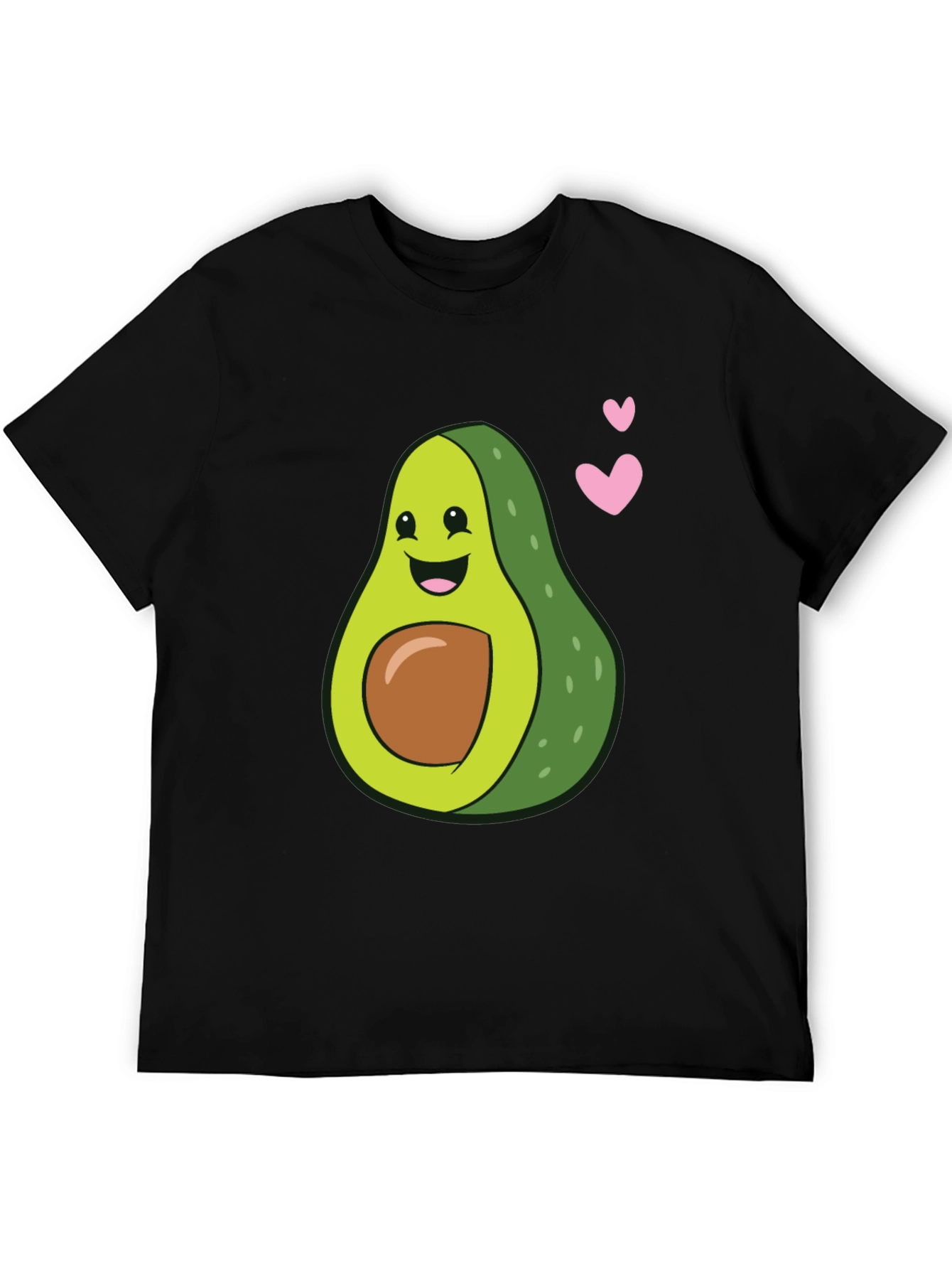 Cute Avocado Heart Graphic Black T-Shirt