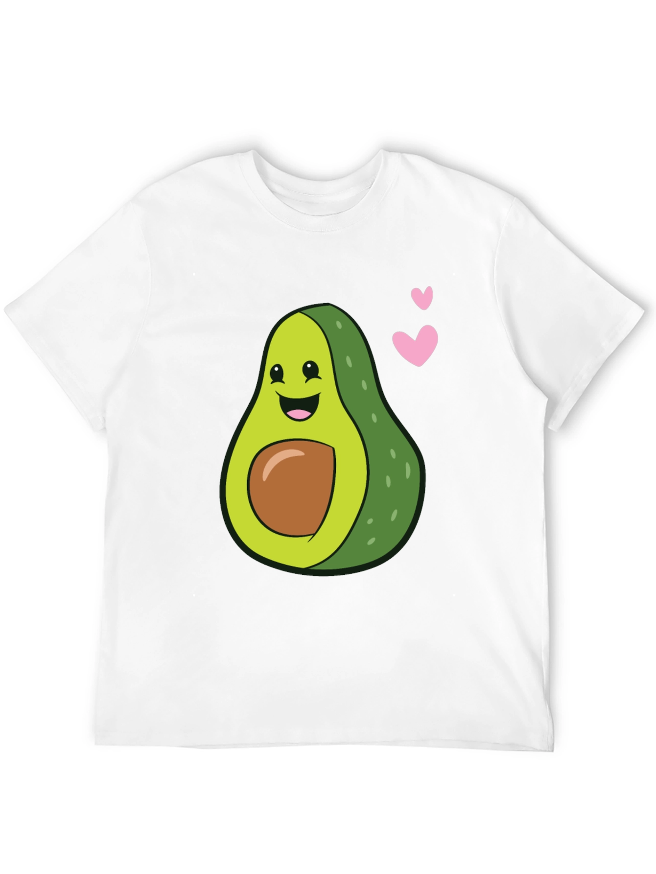 Cute Avocado Heart Graphic Black T-Shirt
