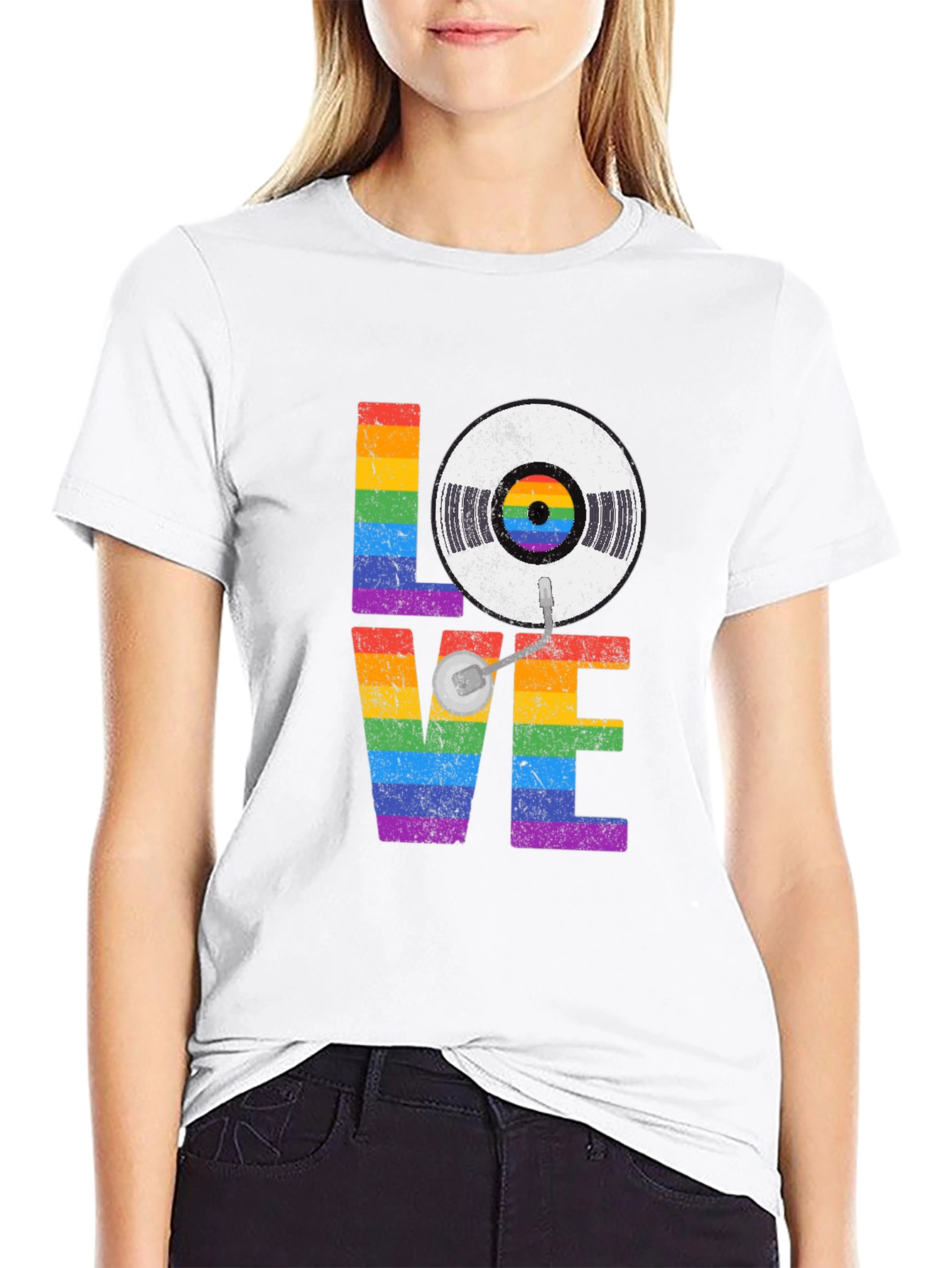 Rainbow LOVE Vinyl Record T-Shirt