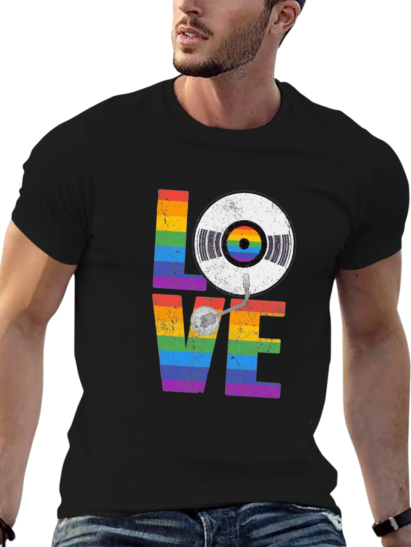 Rainbow LOVE Vinyl Record T-Shirt