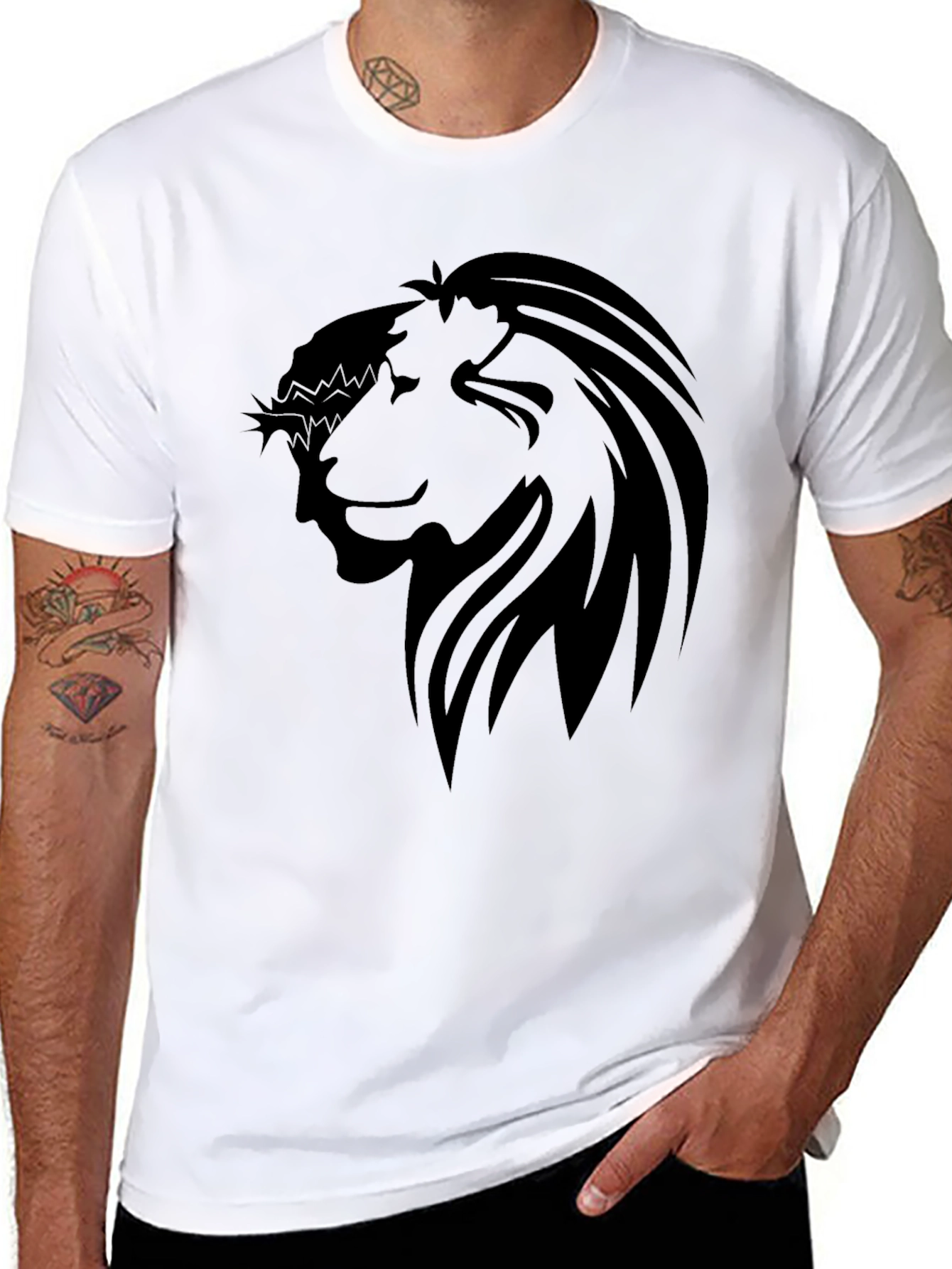 Lion Crown Graphic Black T-Shirt - Stylish Mens Tee