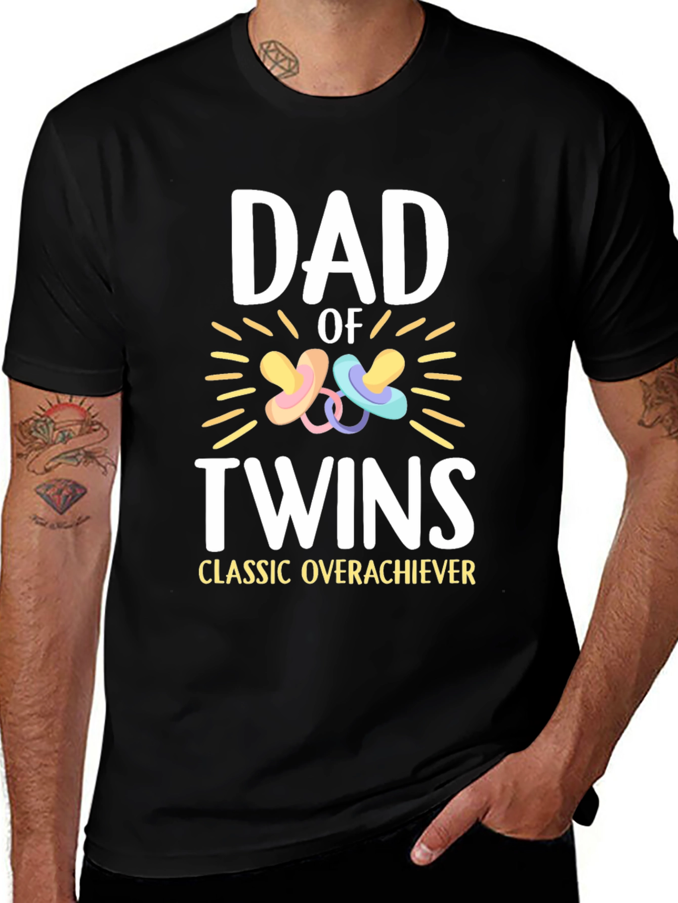 Dad of Twins T-Shirt - Classic Overachiever Tee