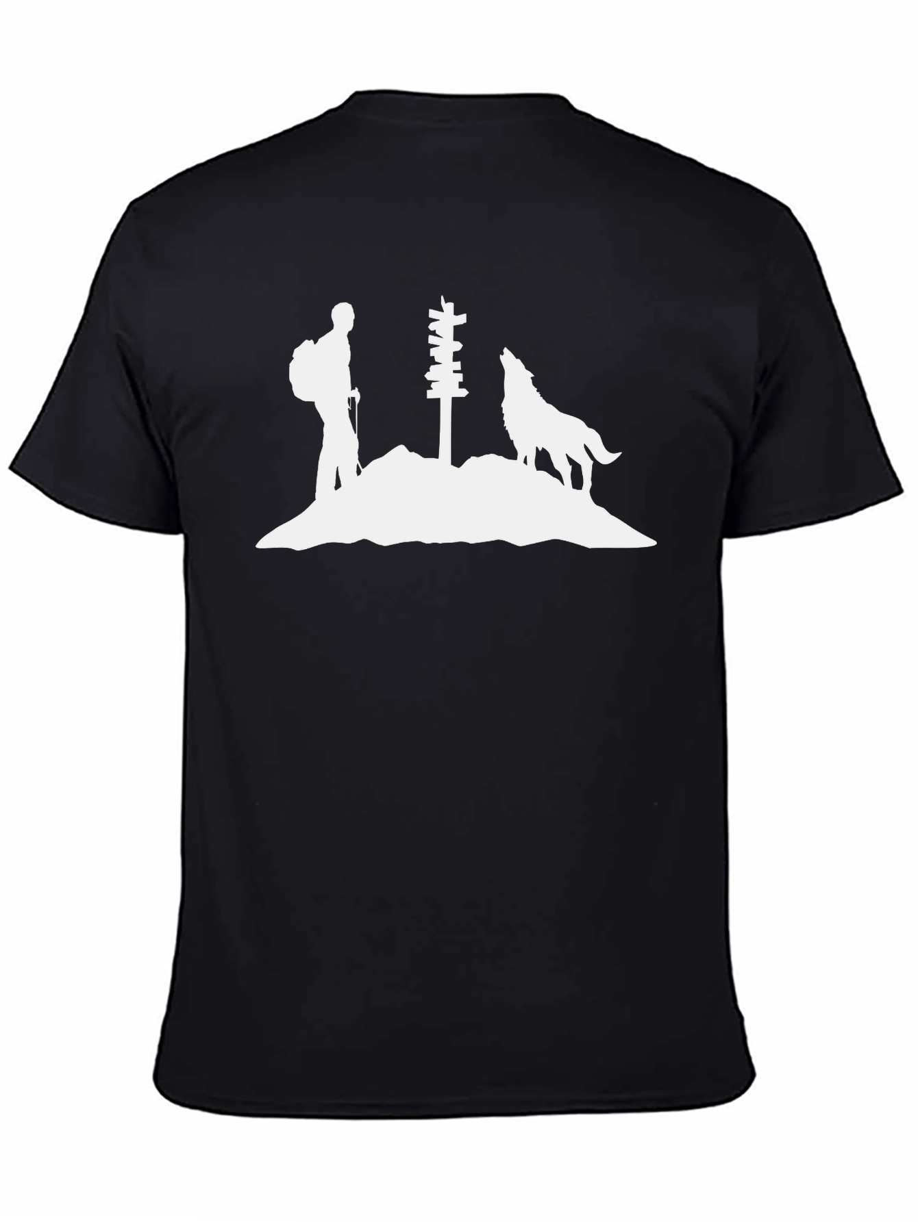 Hiking Wolf Silhouette Graphic Tee