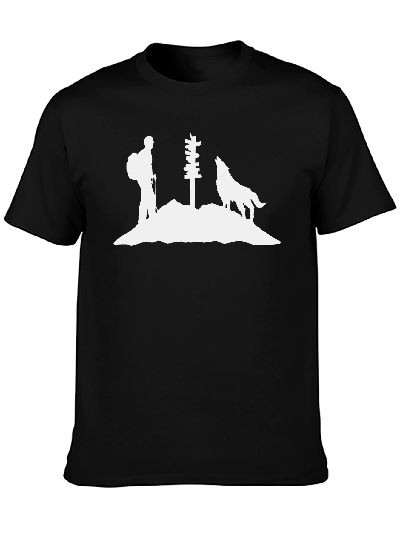 Hiking Wolf Silhouette Graphic Tee