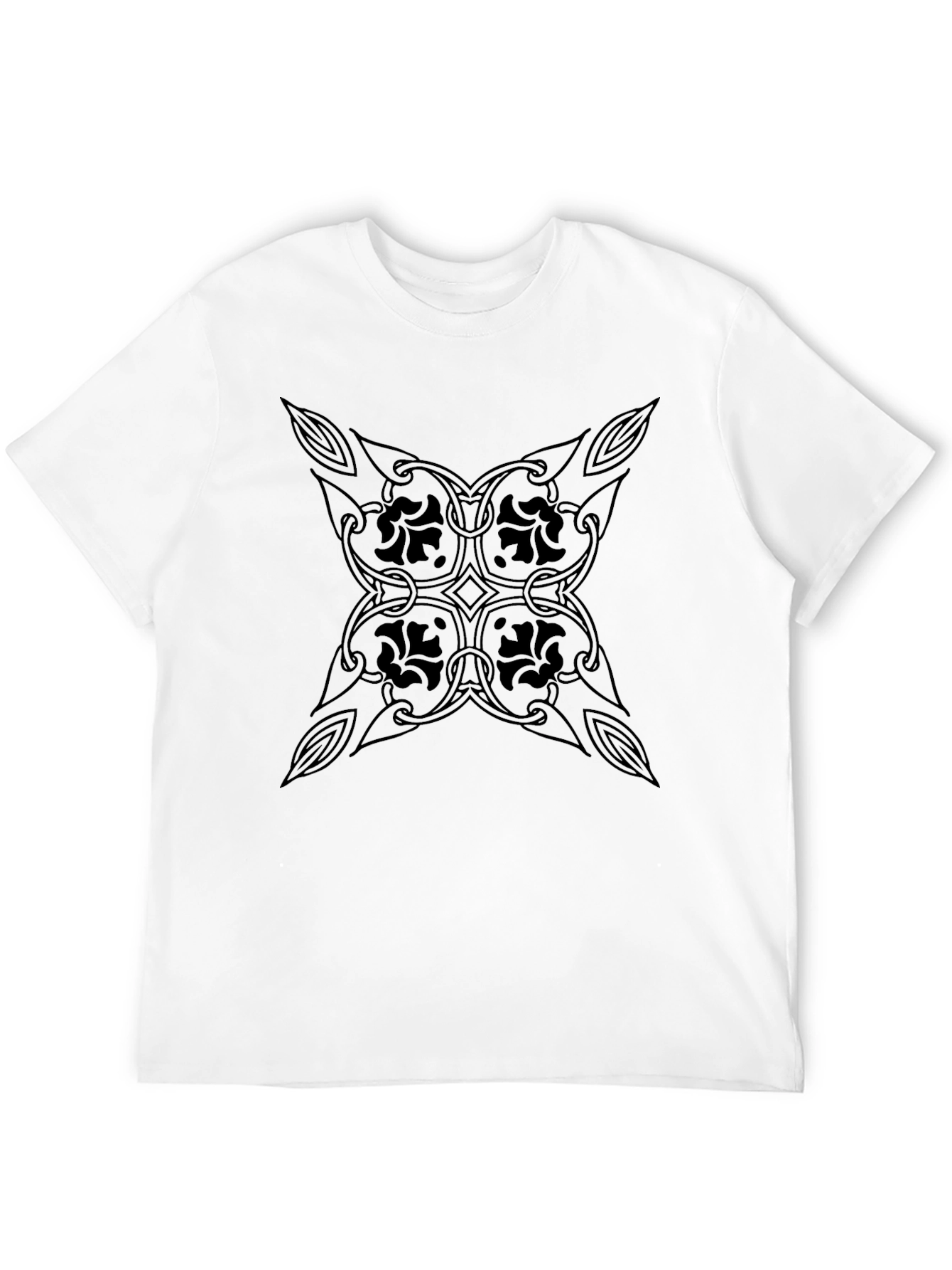 Elegant Floral Design Black T-Shirt