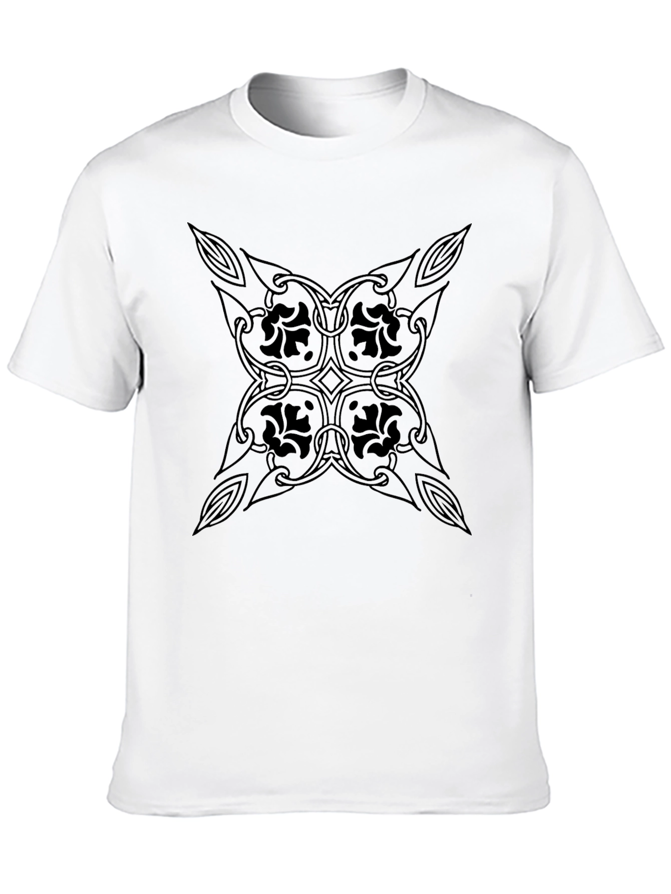Elegant Floral Design Black T-Shirt