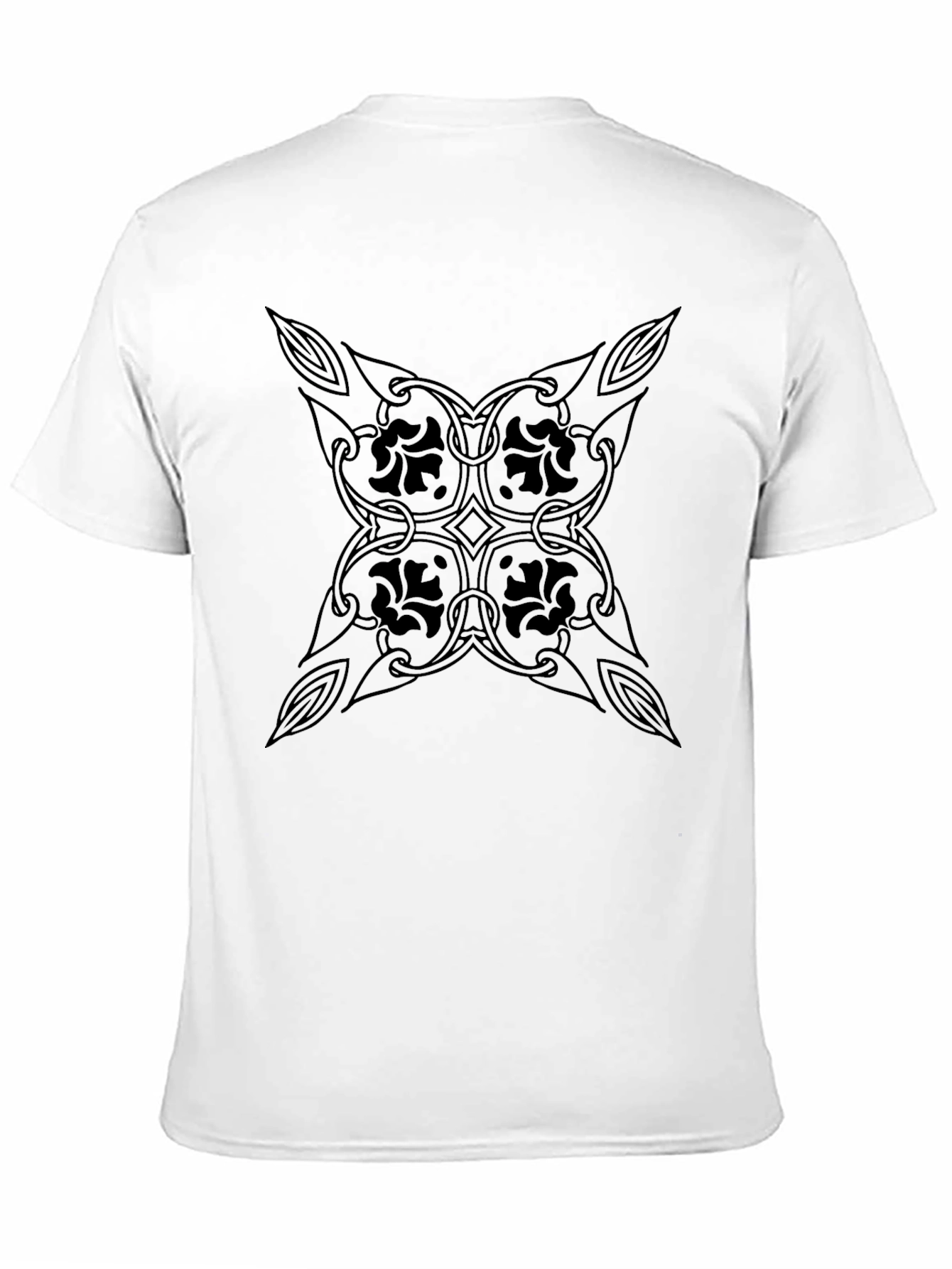 Elegant Floral Design Black T-Shirt