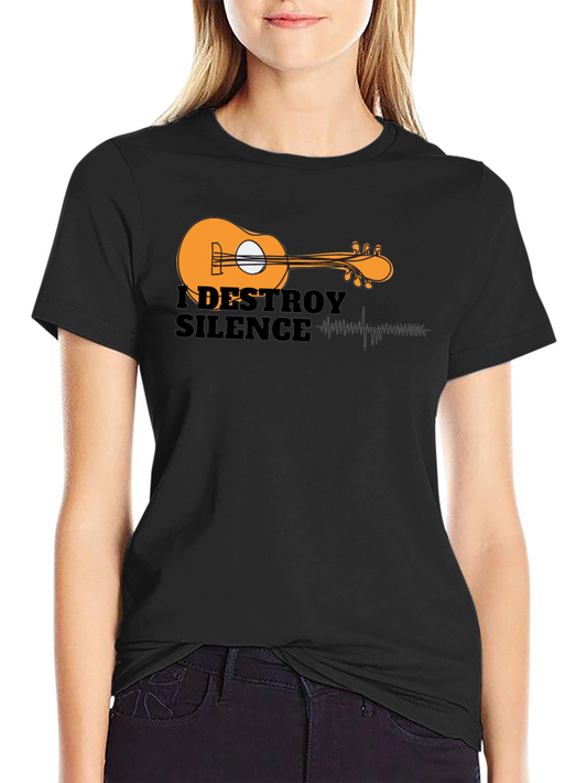 I Destroy Silence Guitar Graphic Black T-Shirt