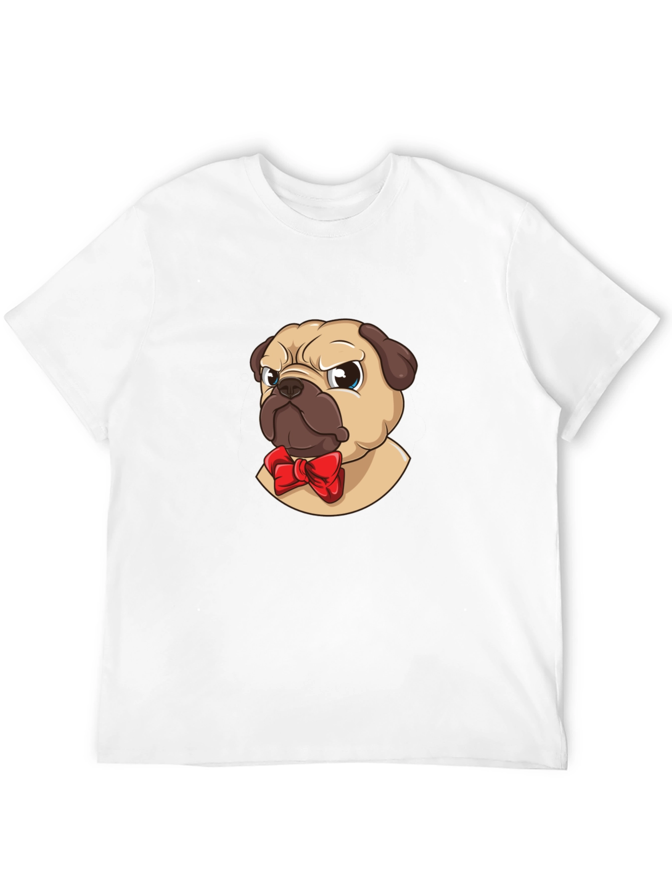 Pug With Bow Tie Graphic Tee - Black