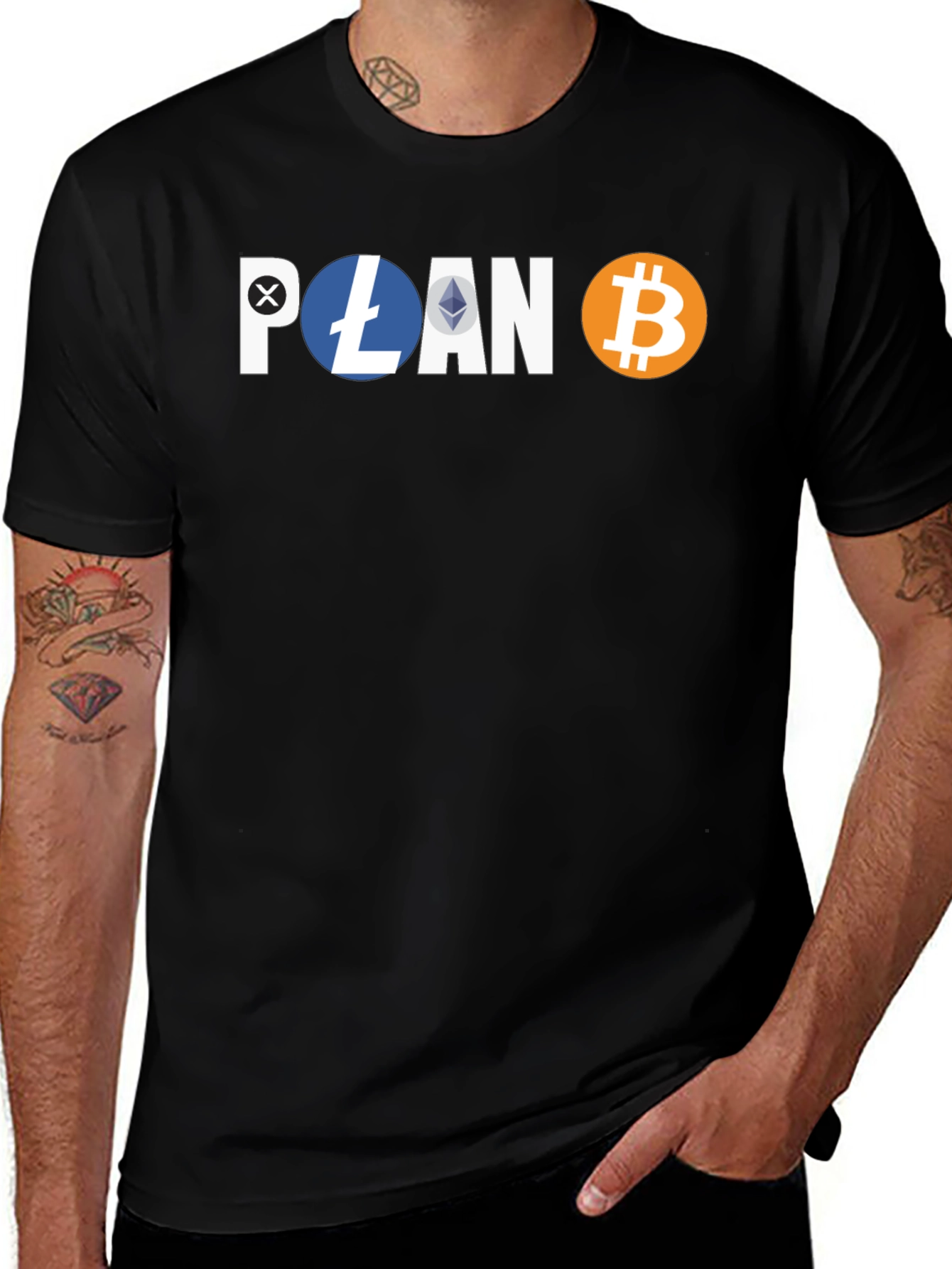 Crypto Hodler Black T-Shirt - Bitcoin Litecoin Ethereum Design