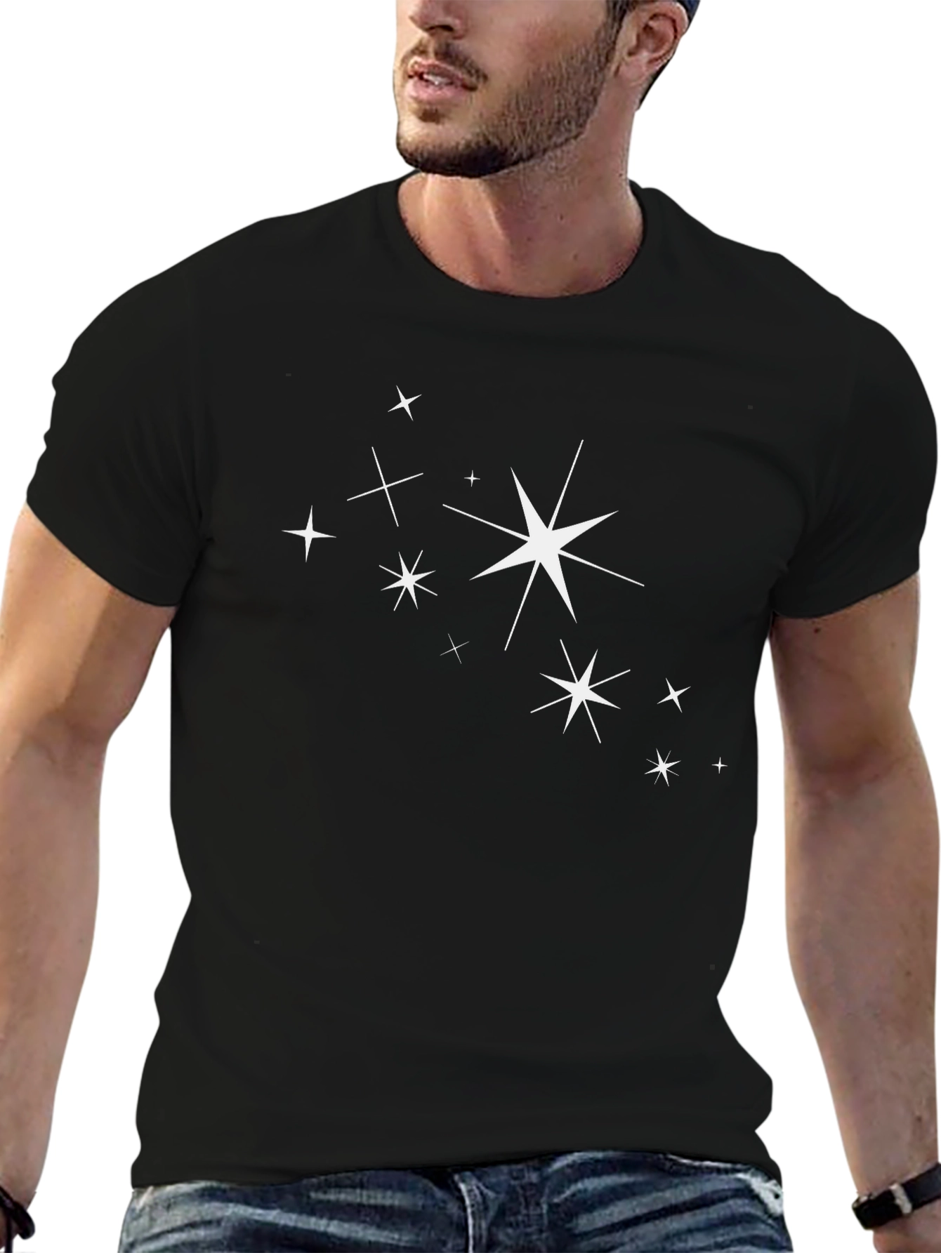 Stylish Black Starry Graphic Tee