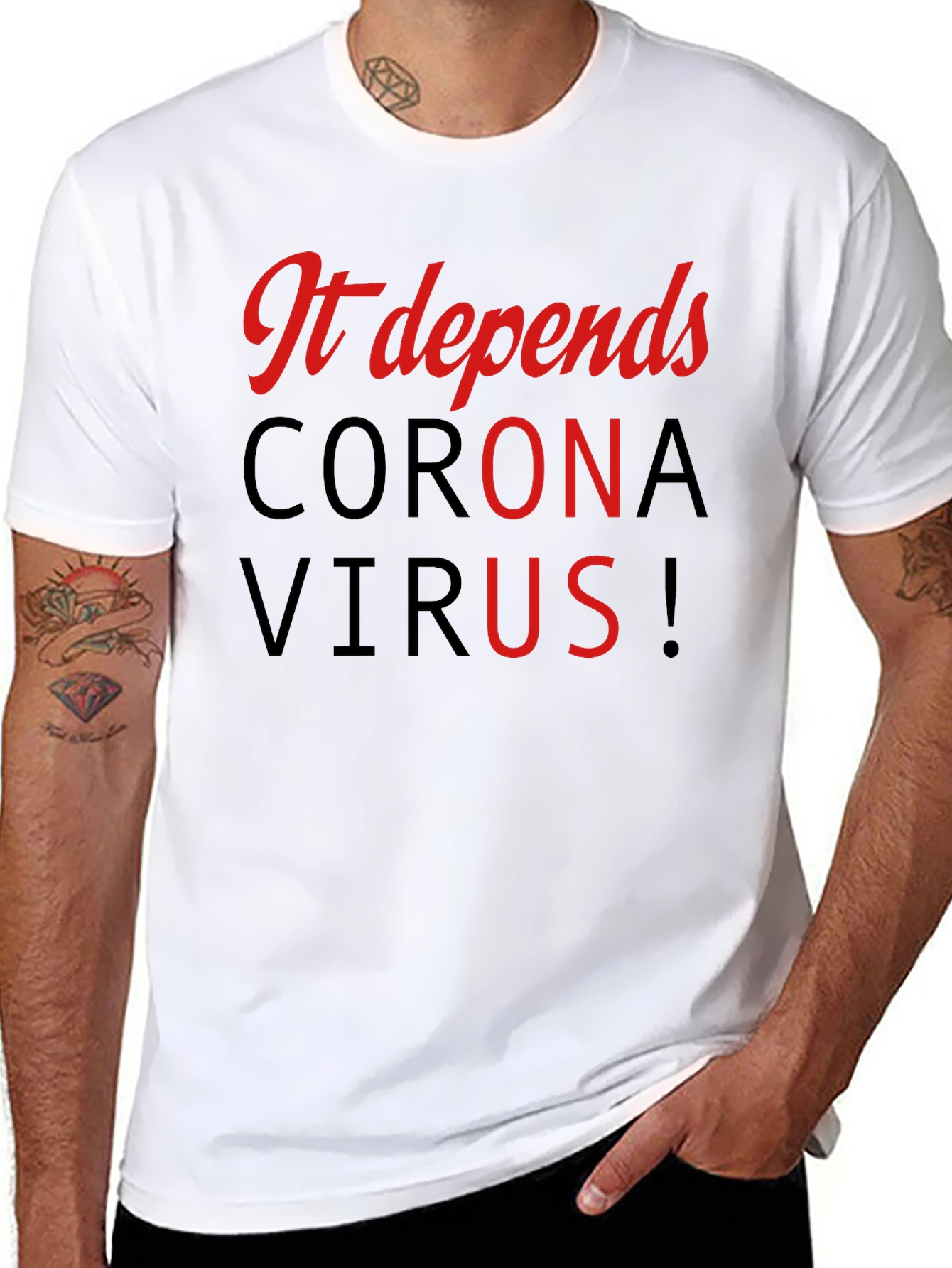 It Depends Corona Virus Black T-Shirt