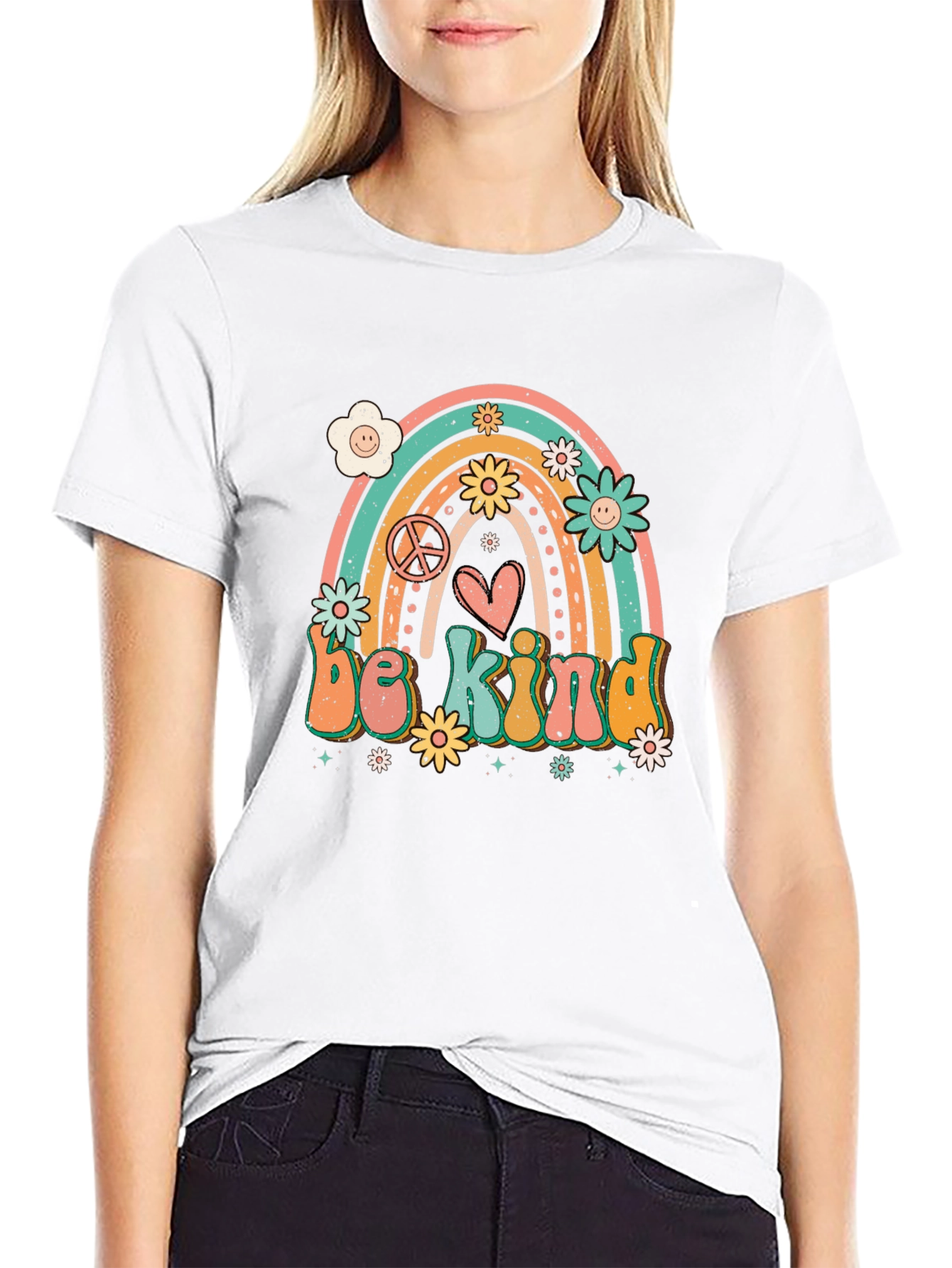 Be Kind Rainbow Graphic Tee - Black T-Shirt