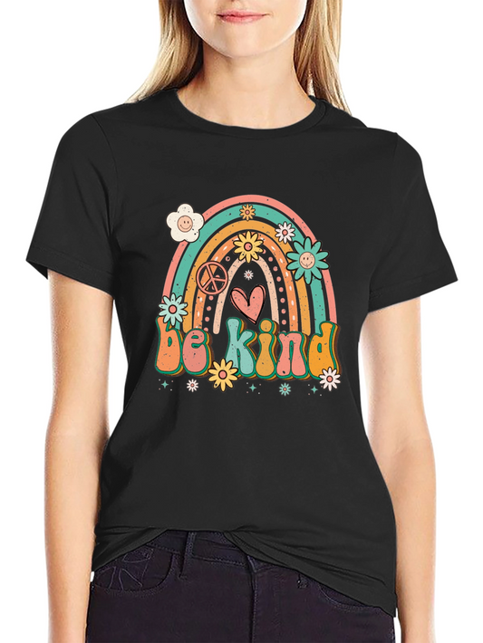 Be Kind Rainbow Graphic Tee - Black T-Shirt