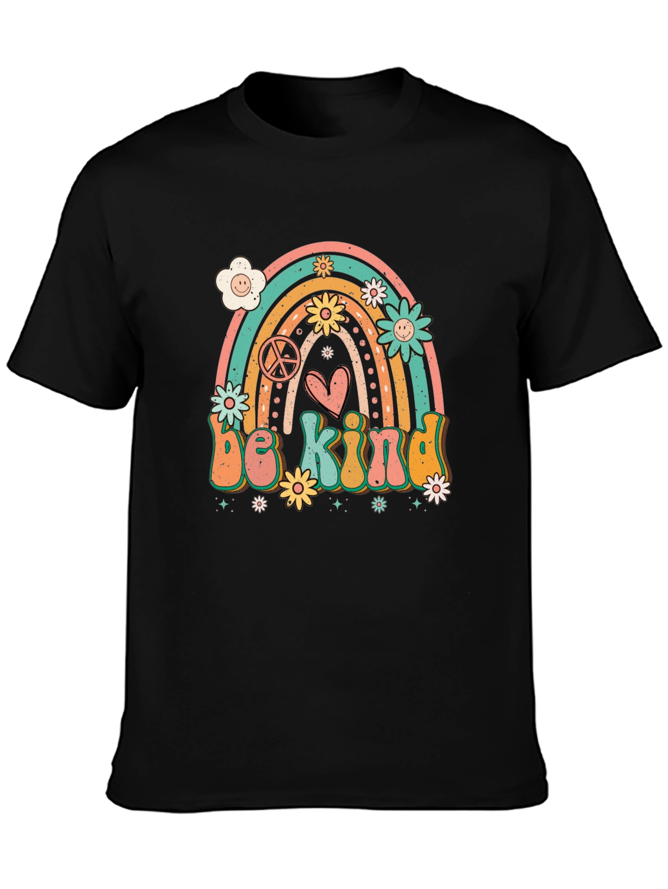 Be Kind Rainbow Graphic Tee - Black T-Shirt