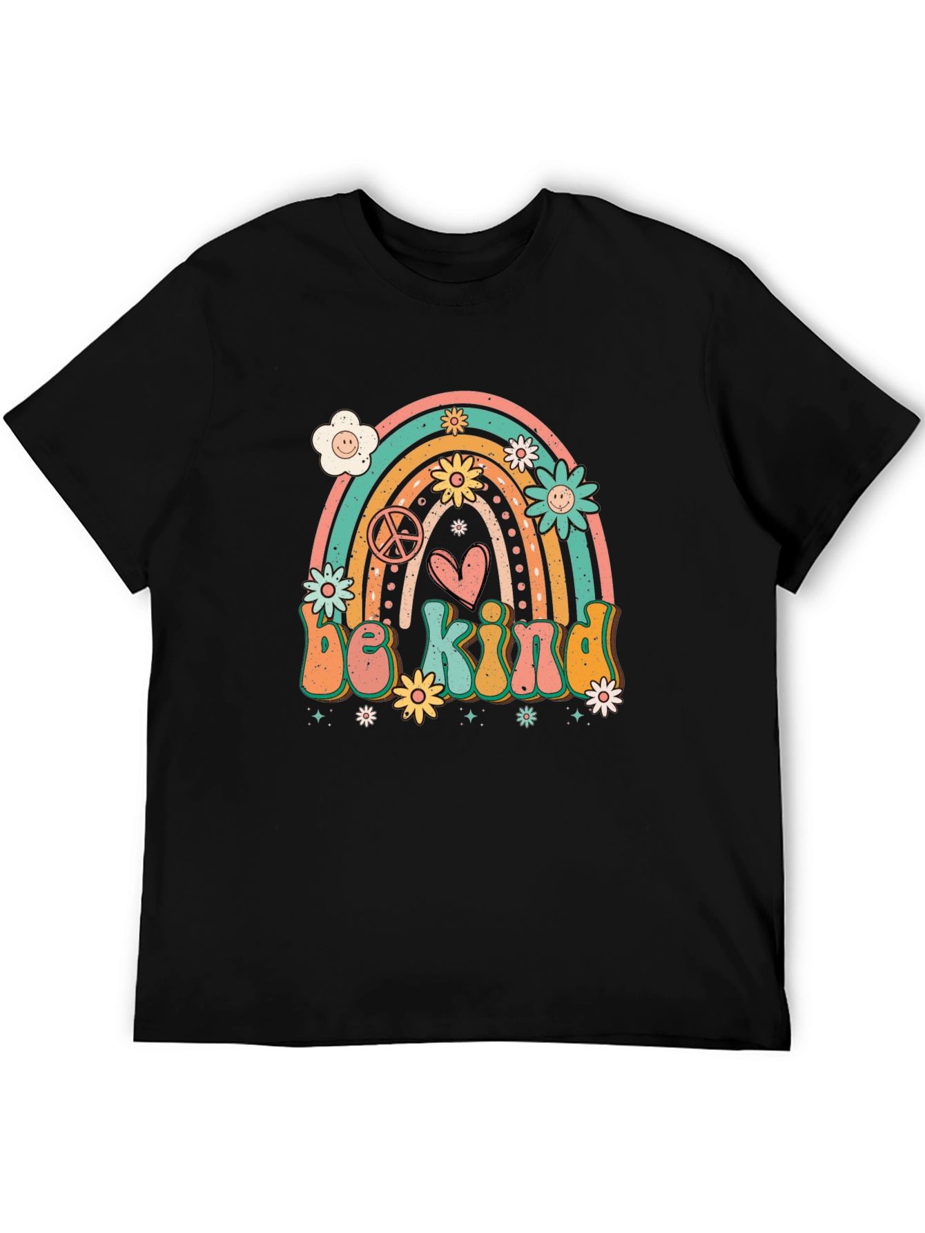 Be Kind Rainbow Graphic Tee - Black T-Shirt