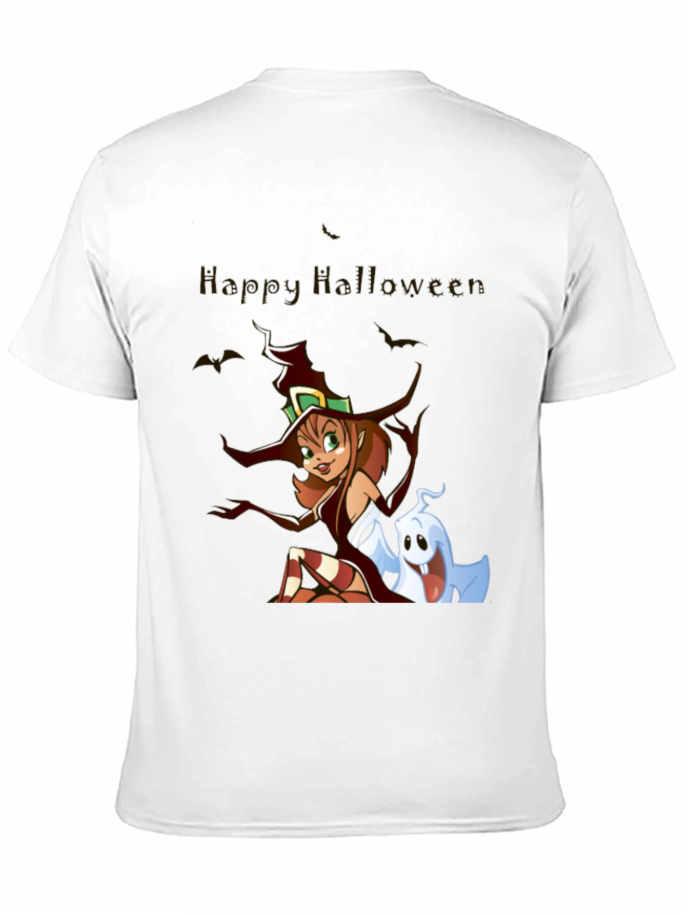 Happy Halloween Witch & Ghost Black T-Shirt