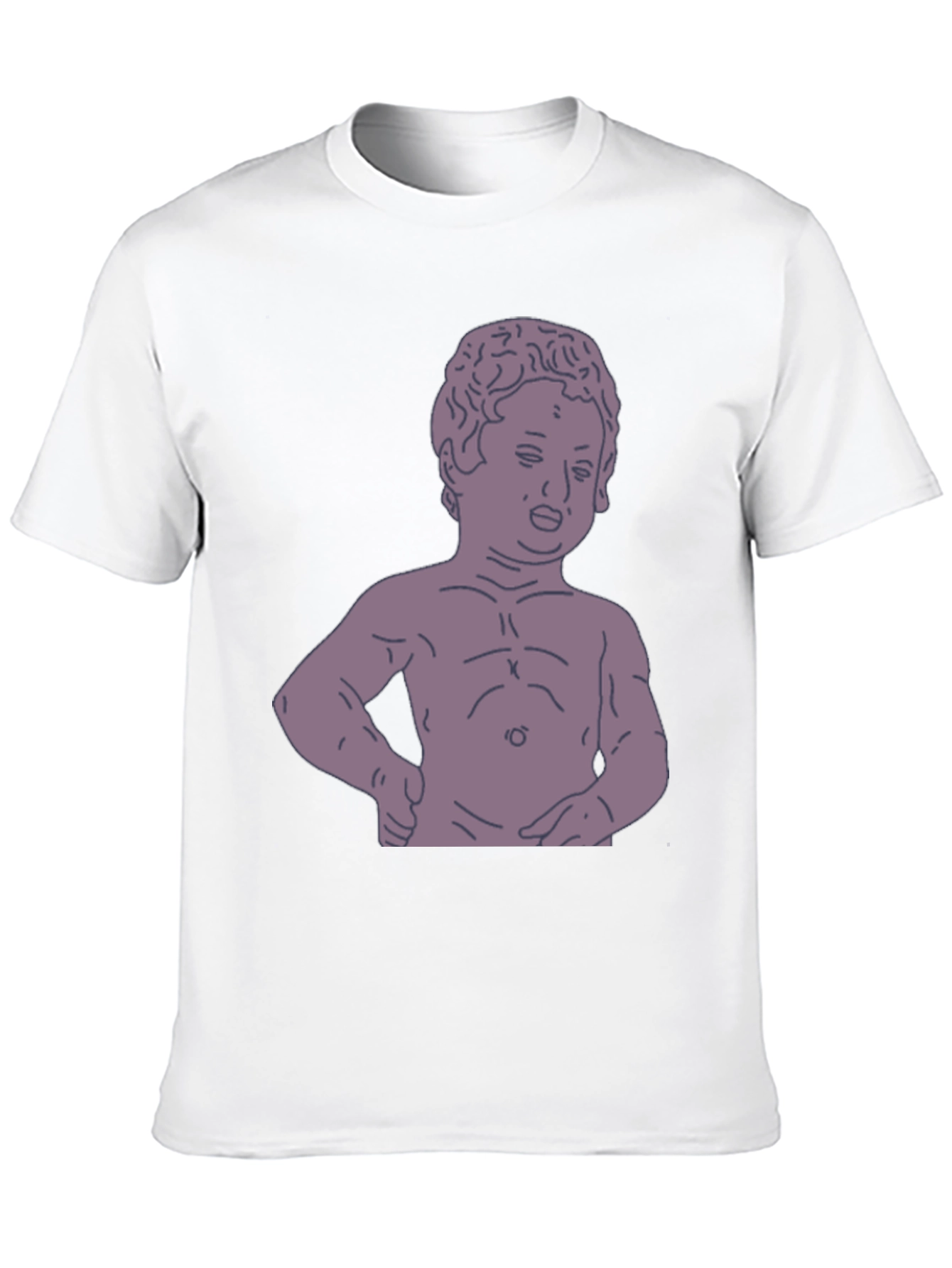 Humorous Baby Statue Graphic Tee - Black