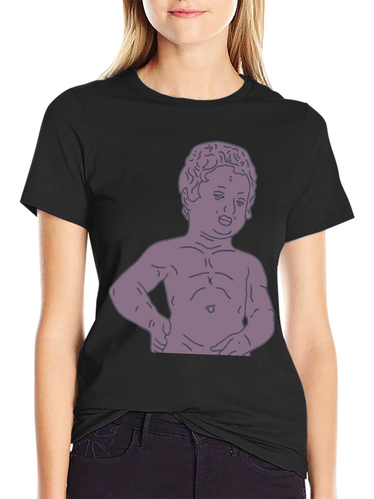 Humorous Baby Statue Graphic Tee - Black
