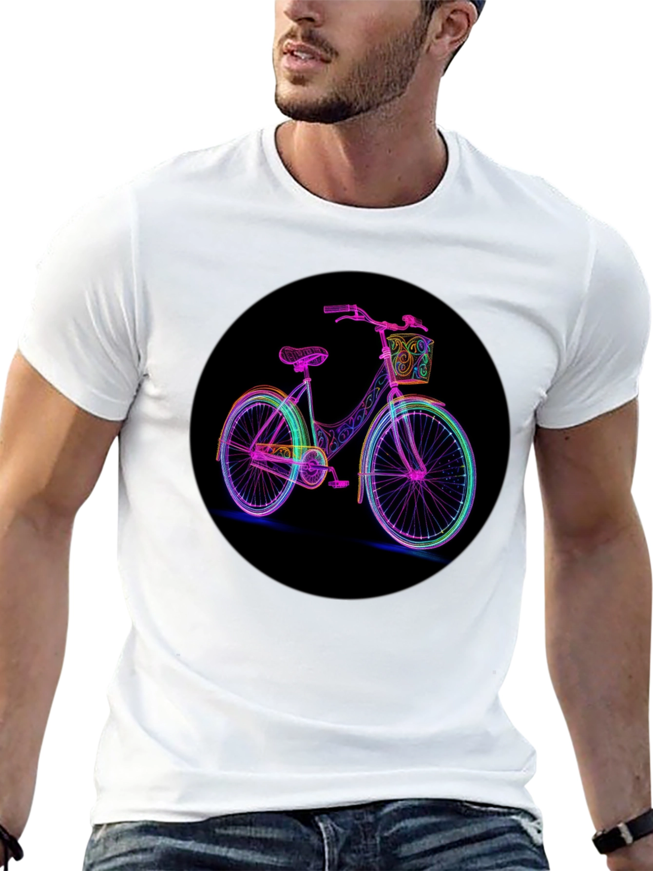 Neon Bicycle Graphic Black T-Shirt