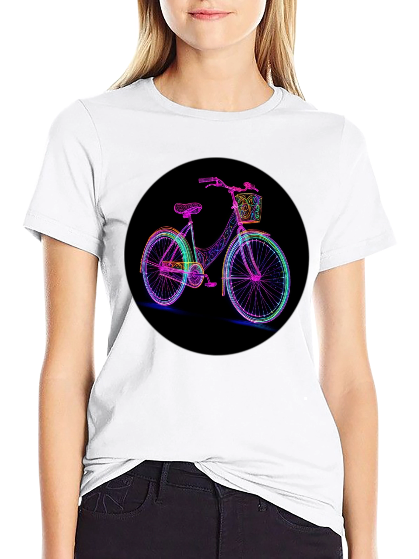 Neon Bicycle Graphic Black T-Shirt