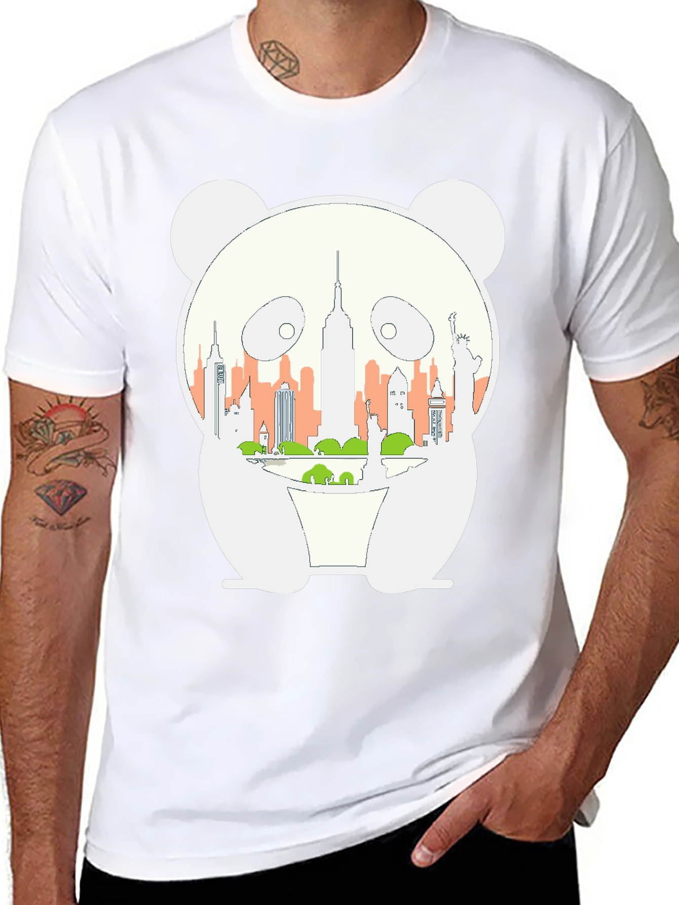 Panda NYC Skyline Graphic Tee