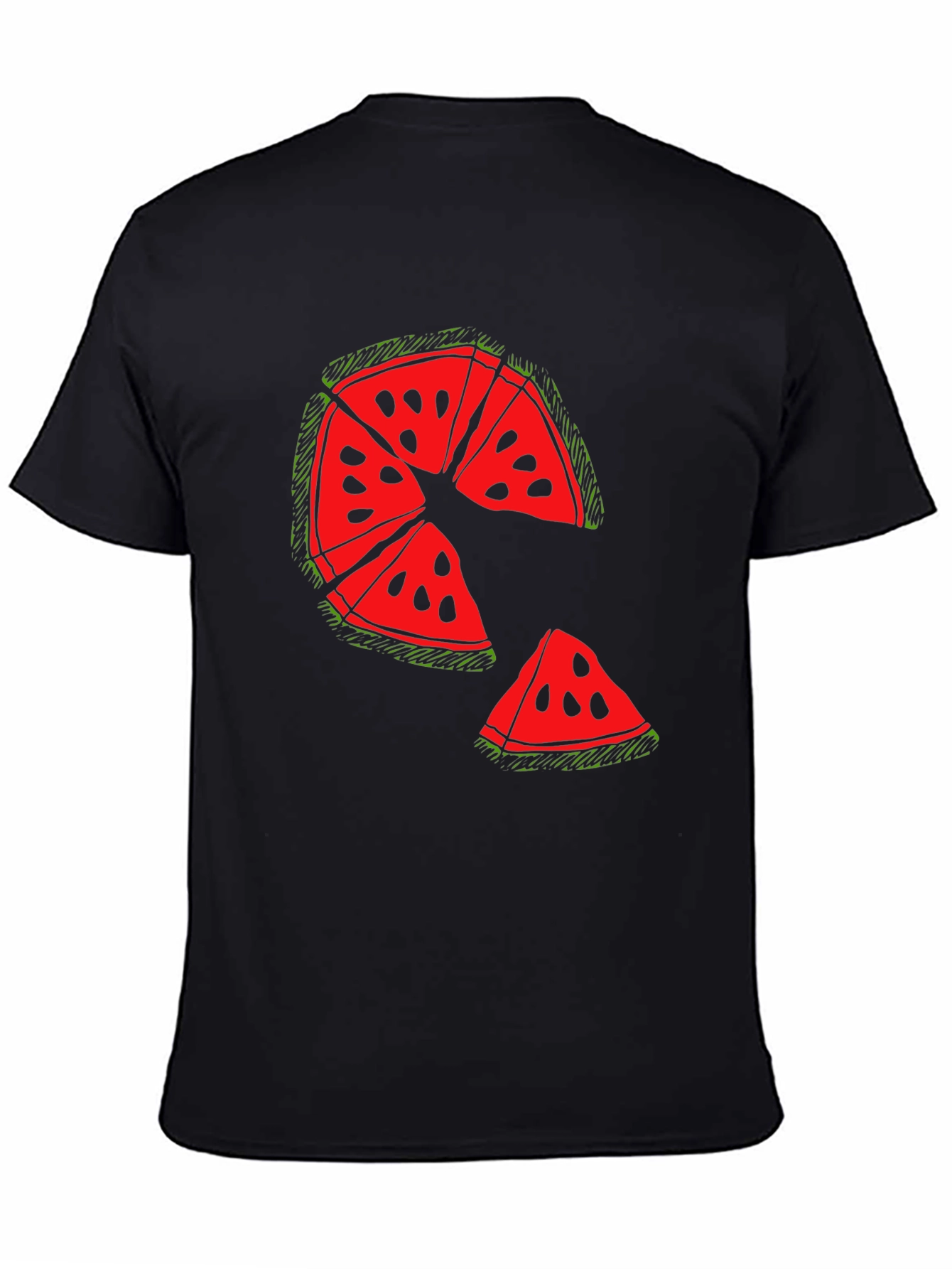 Fun Watermelon Graphic Black T-Shirt