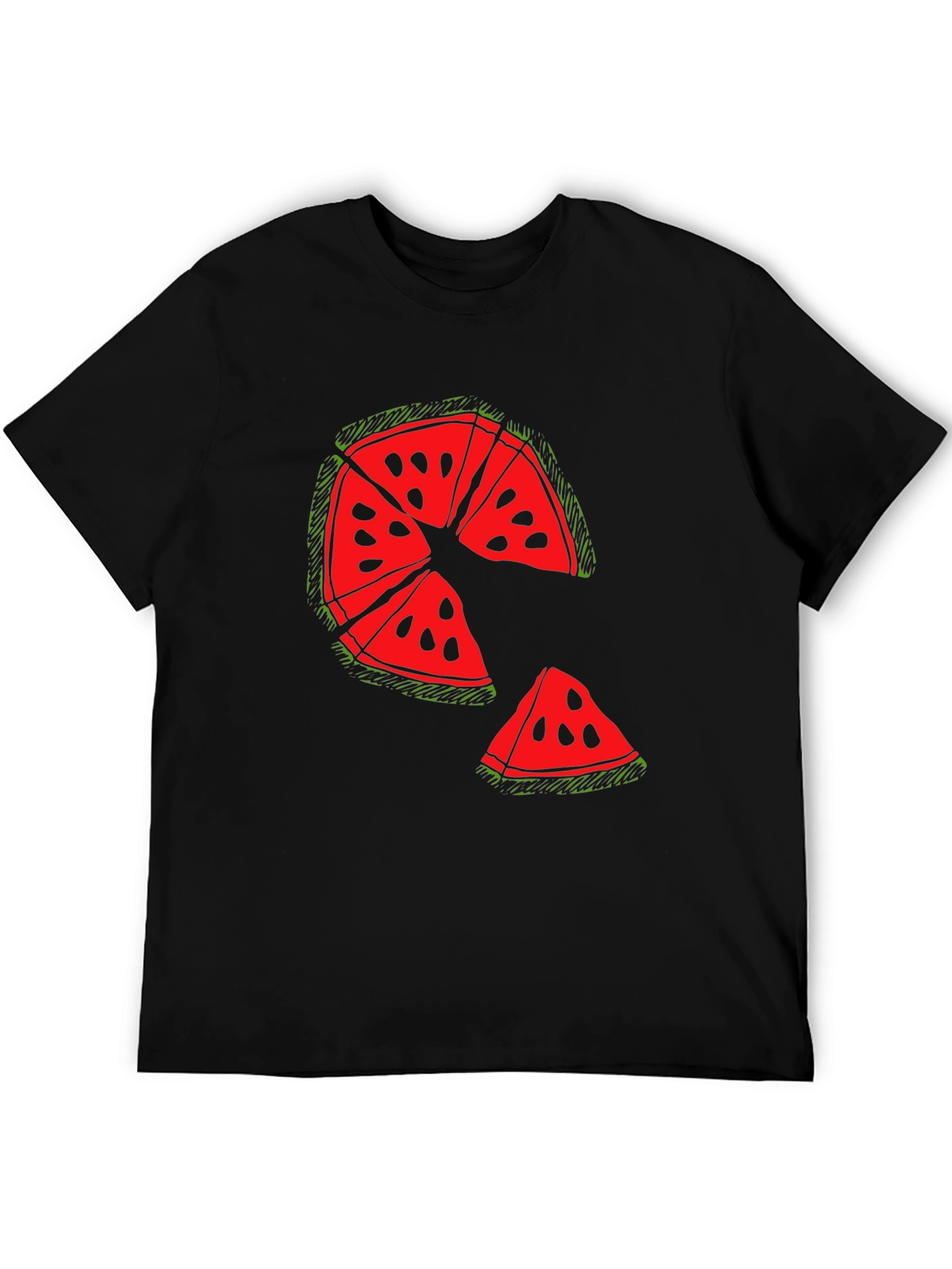 Fun Watermelon Graphic Black T-Shirt