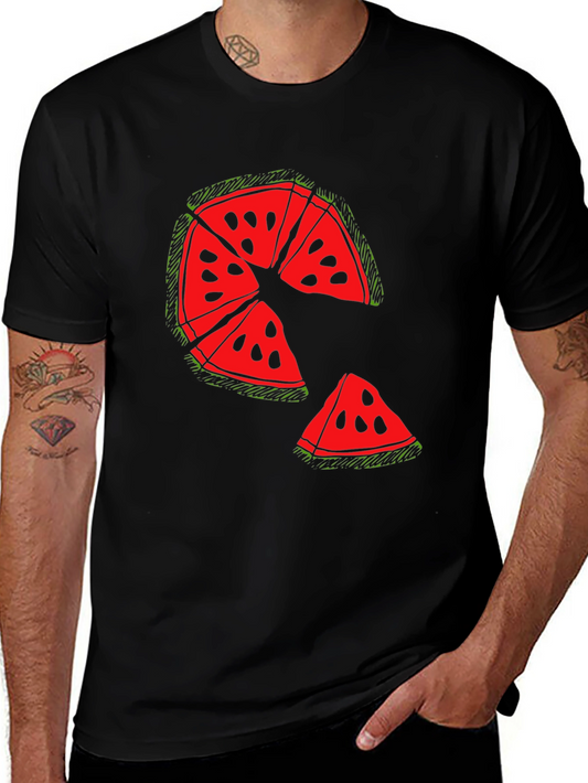 Fun Watermelon Graphic Black T-Shirt