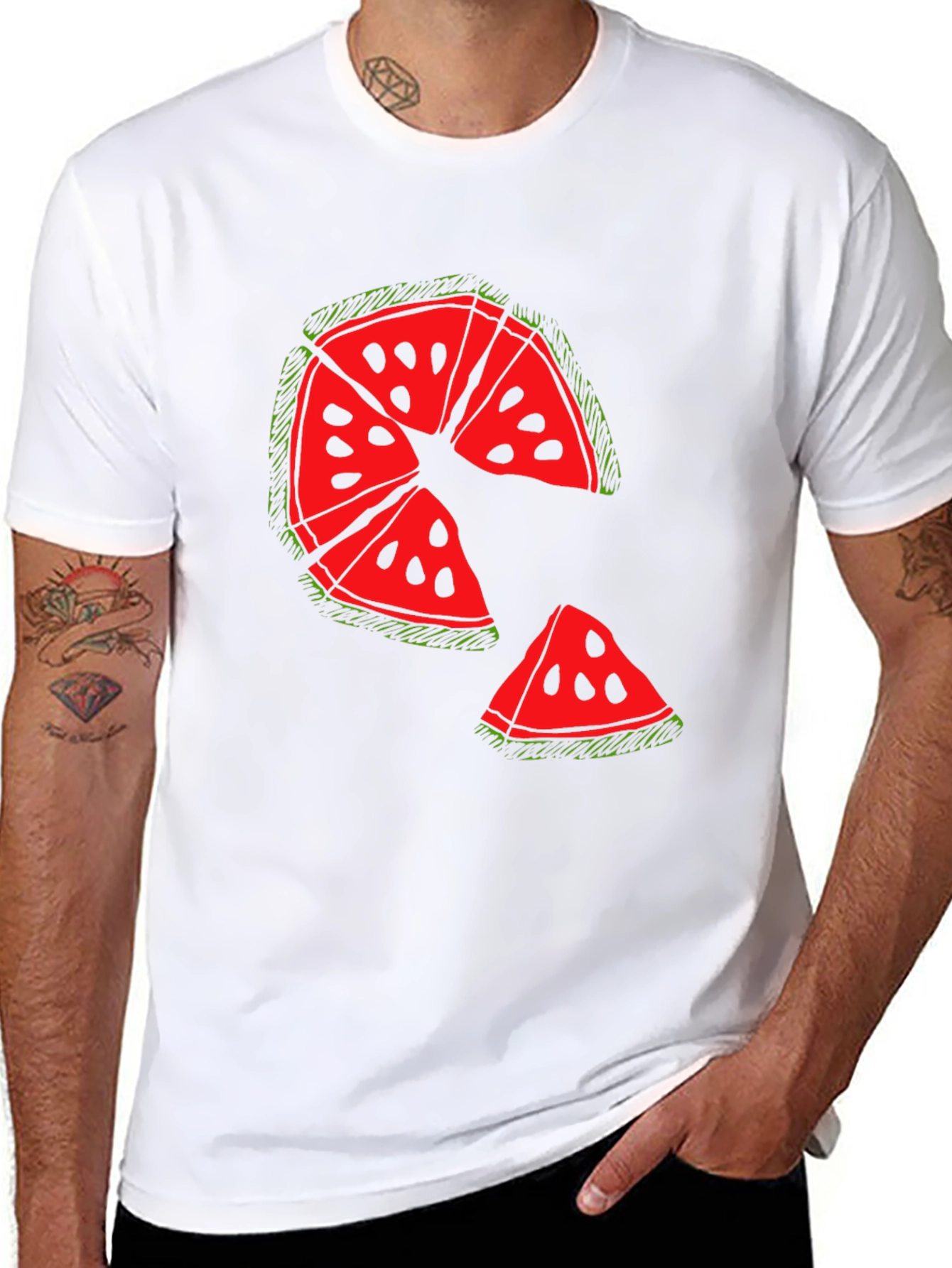 Fun Watermelon Graphic Black T-Shirt