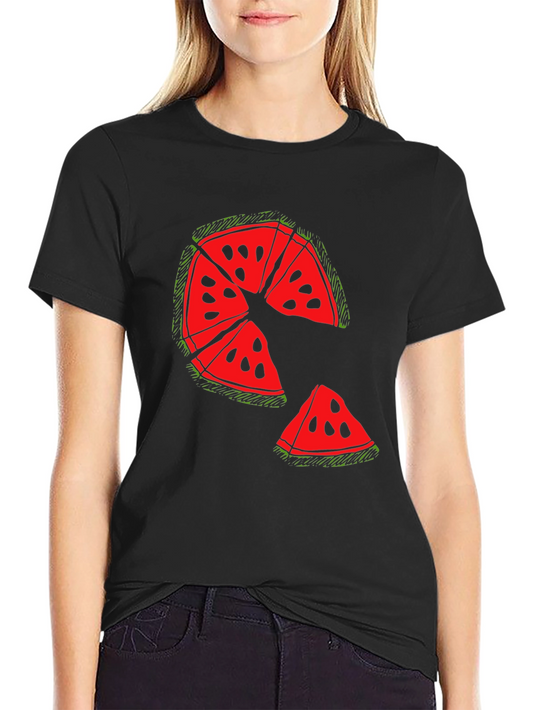 Fun Watermelon Graphic Black T-Shirt