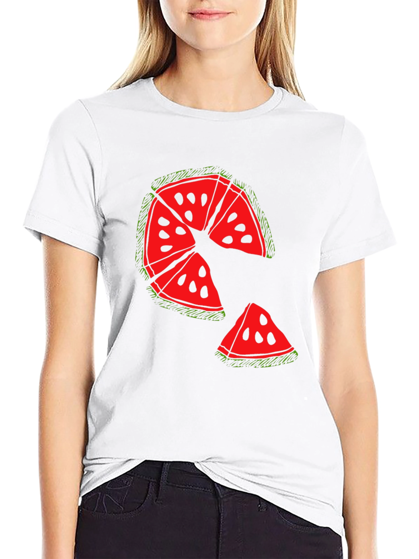 Fun Watermelon Graphic Black T-Shirt