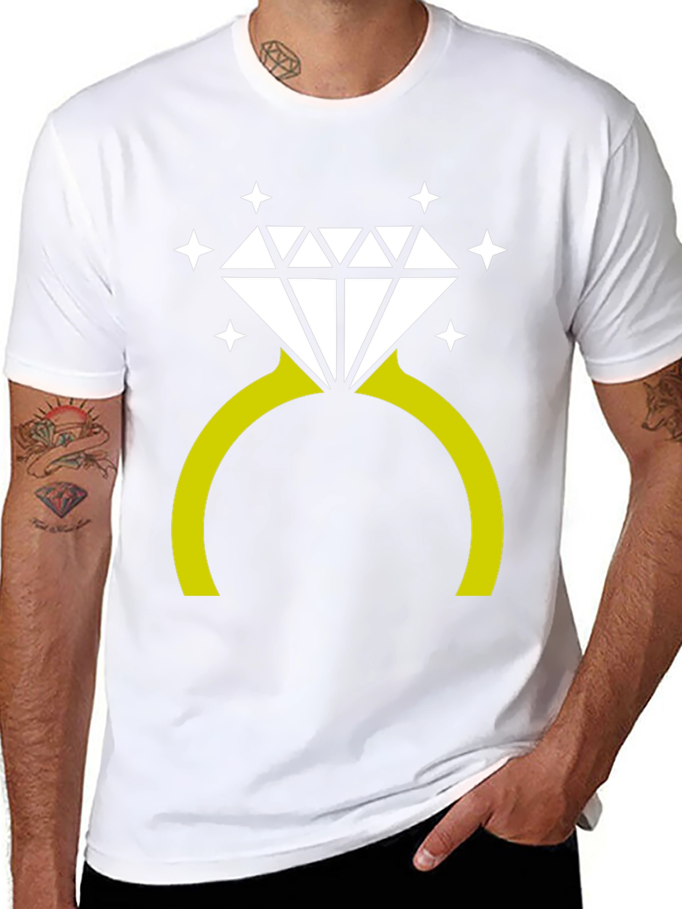 Diamond Ring Graphic Tee - Stylish Novelty T-Shirt