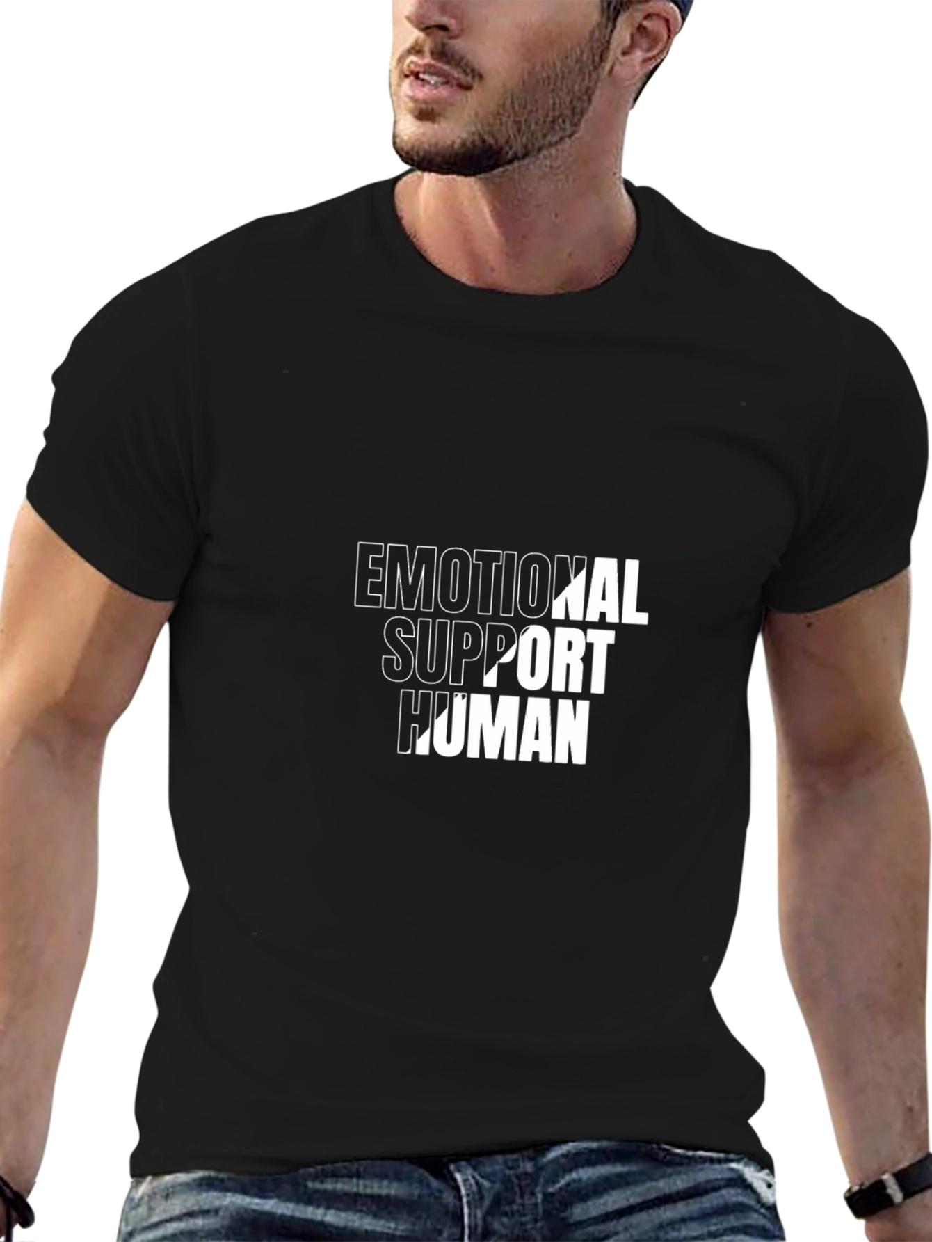 Emotional Support Human T-Shirt - Black Cotton Tee