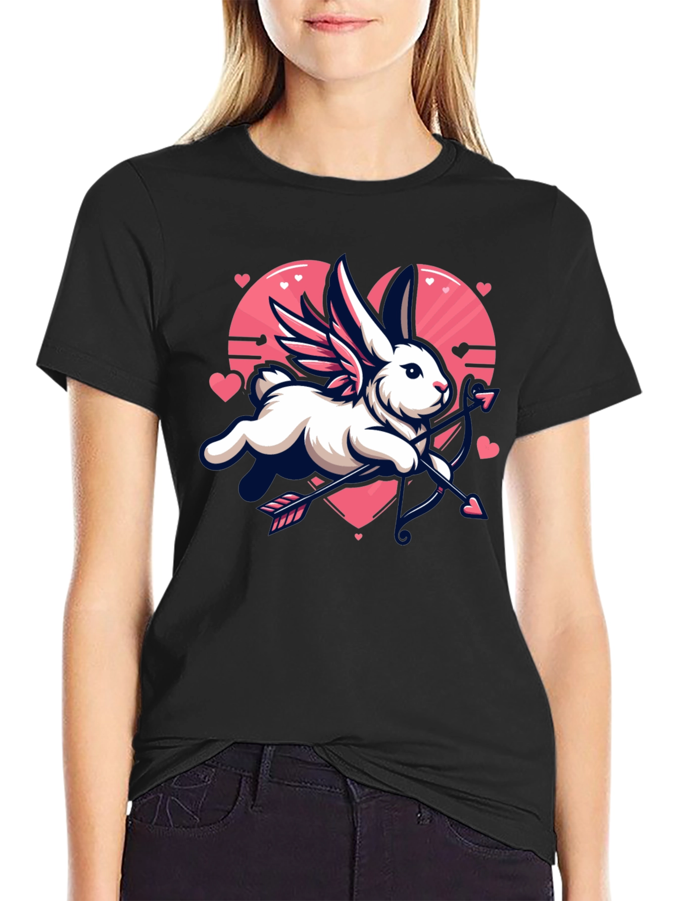 Valentines Day Cupid Bunny Graphic Tee