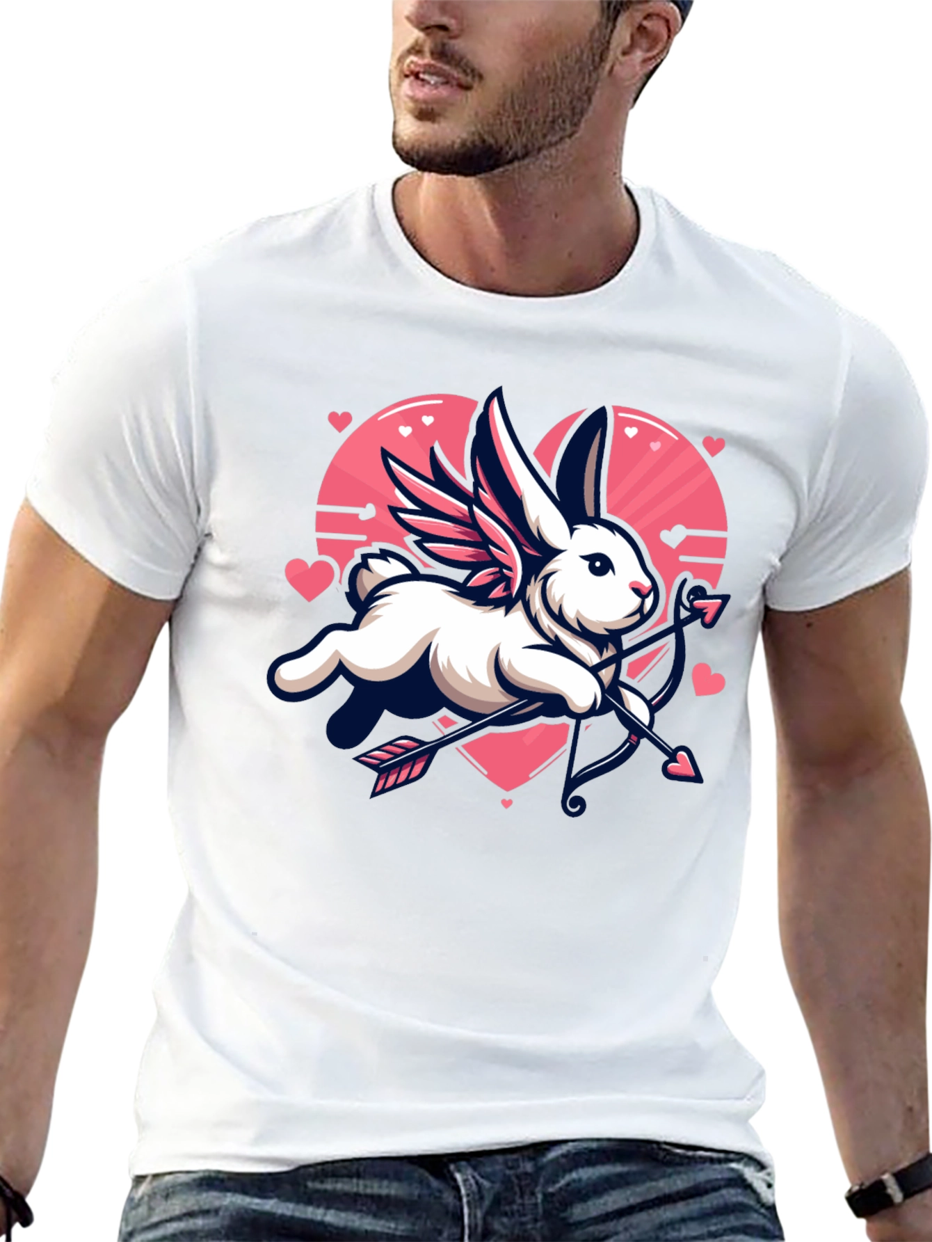 Valentines Day Cupid Bunny Graphic Tee