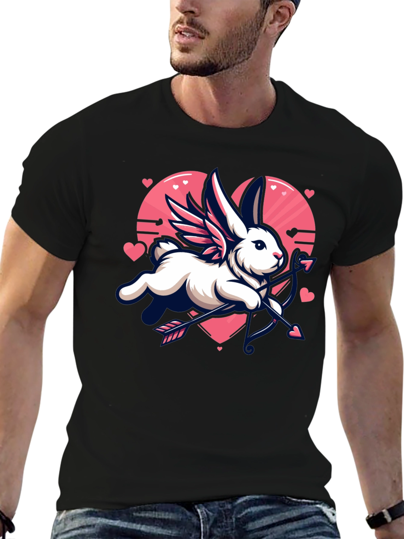 Valentines Day Cupid Bunny Graphic Tee