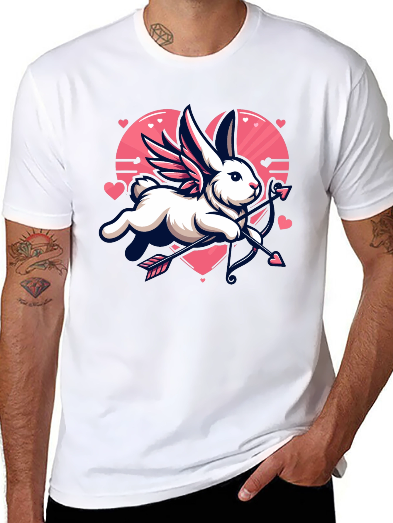 Valentines Day Cupid Bunny Graphic Tee