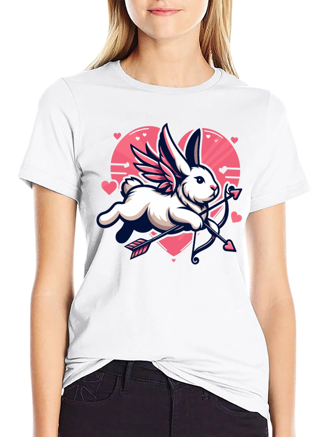 Valentines Day Cupid Bunny Graphic Tee