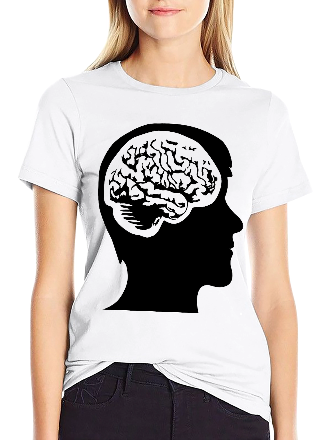 Brain Silhouette T-Shirt - Black Graphic Tee