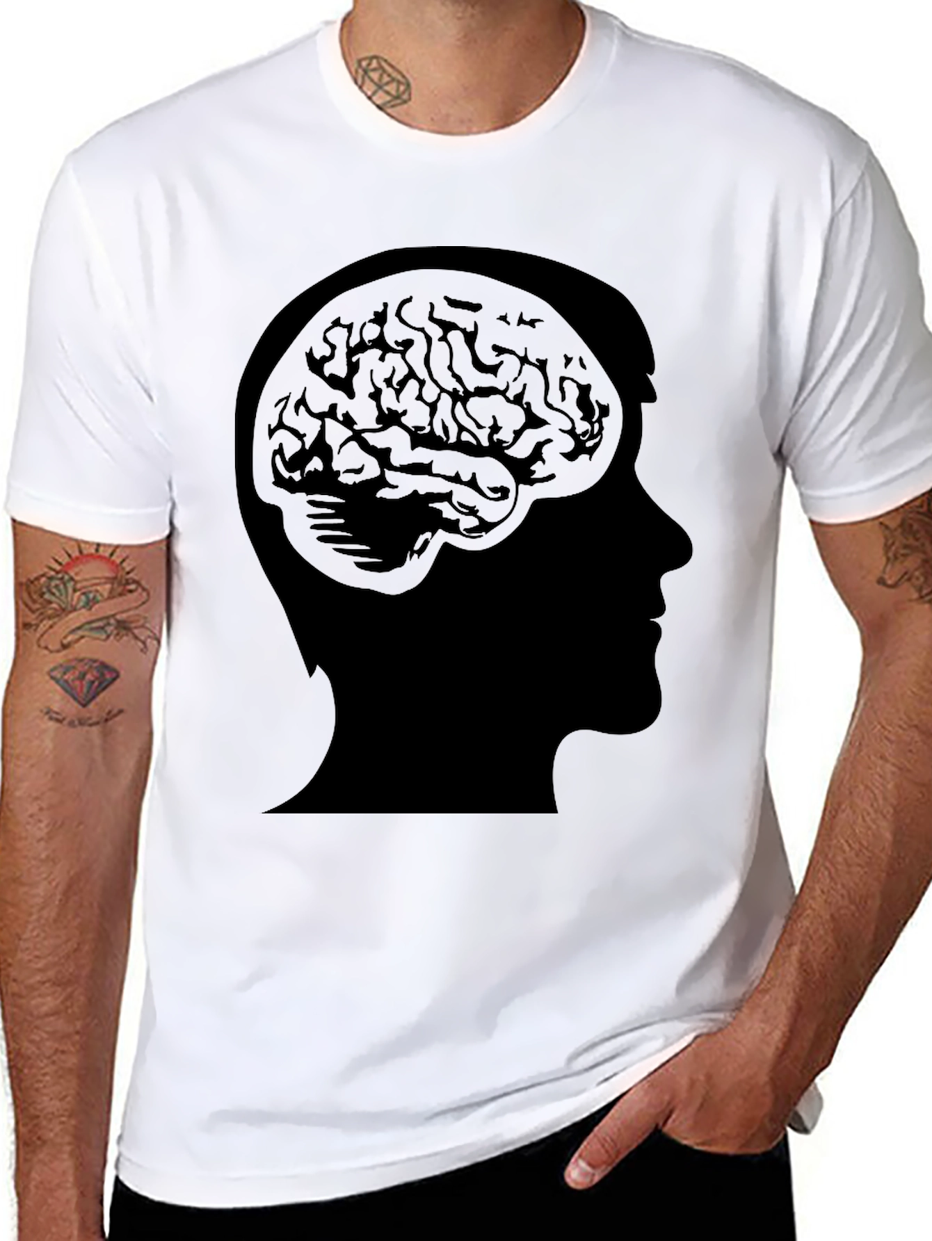 Brain Silhouette T-Shirt - Black Graphic Tee
