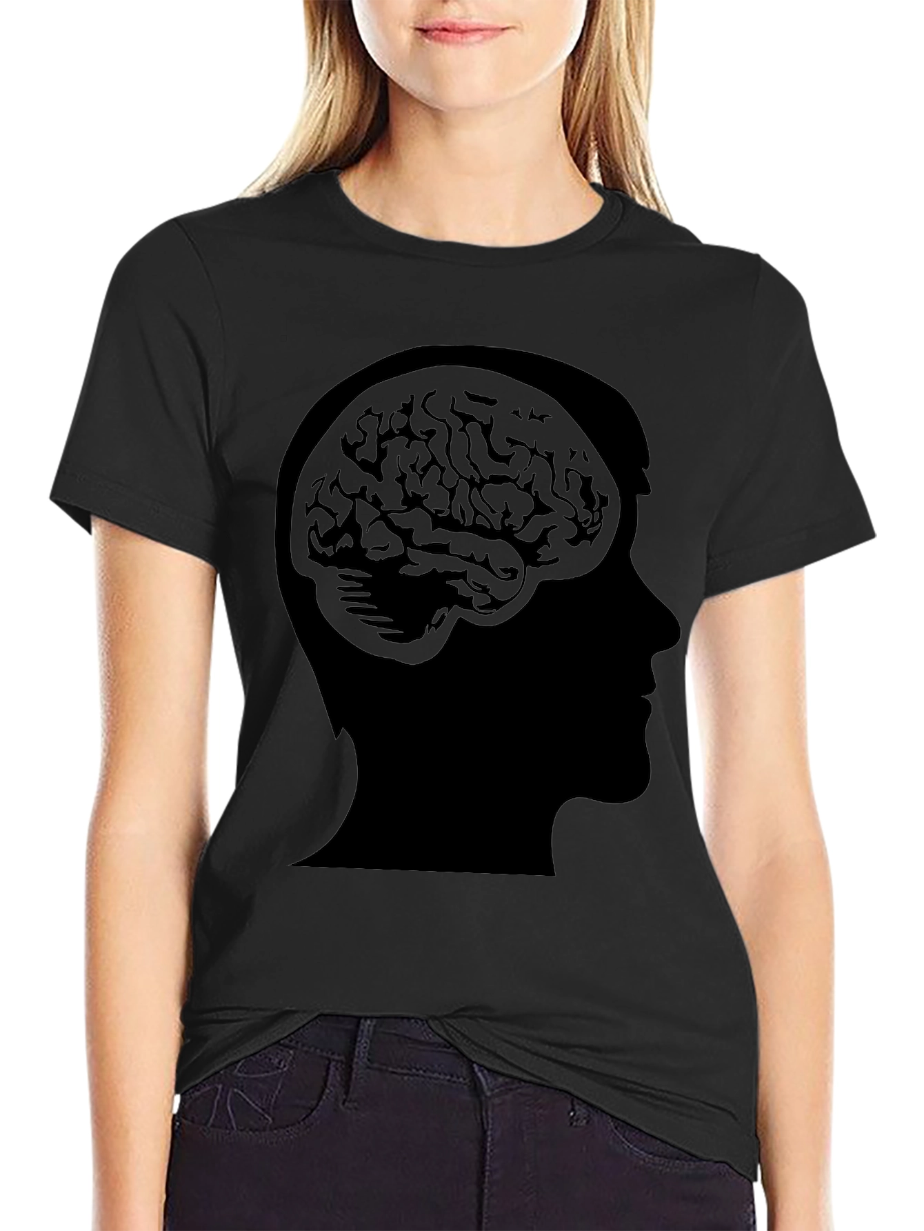 Brain Silhouette T-Shirt - Black Graphic Tee