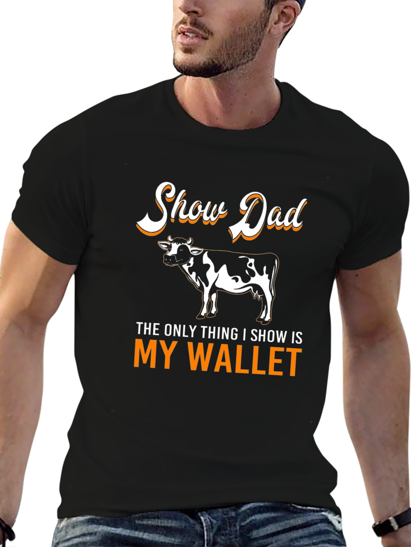 Show Dad Cow Graphic T-Shirt - Black