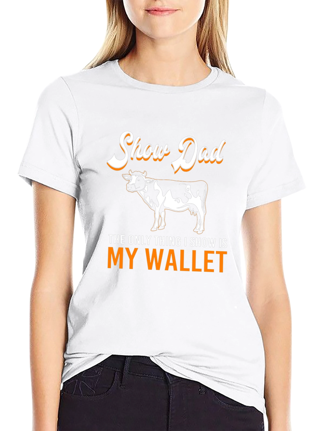 Show Dad Cow Graphic T-Shirt - Black