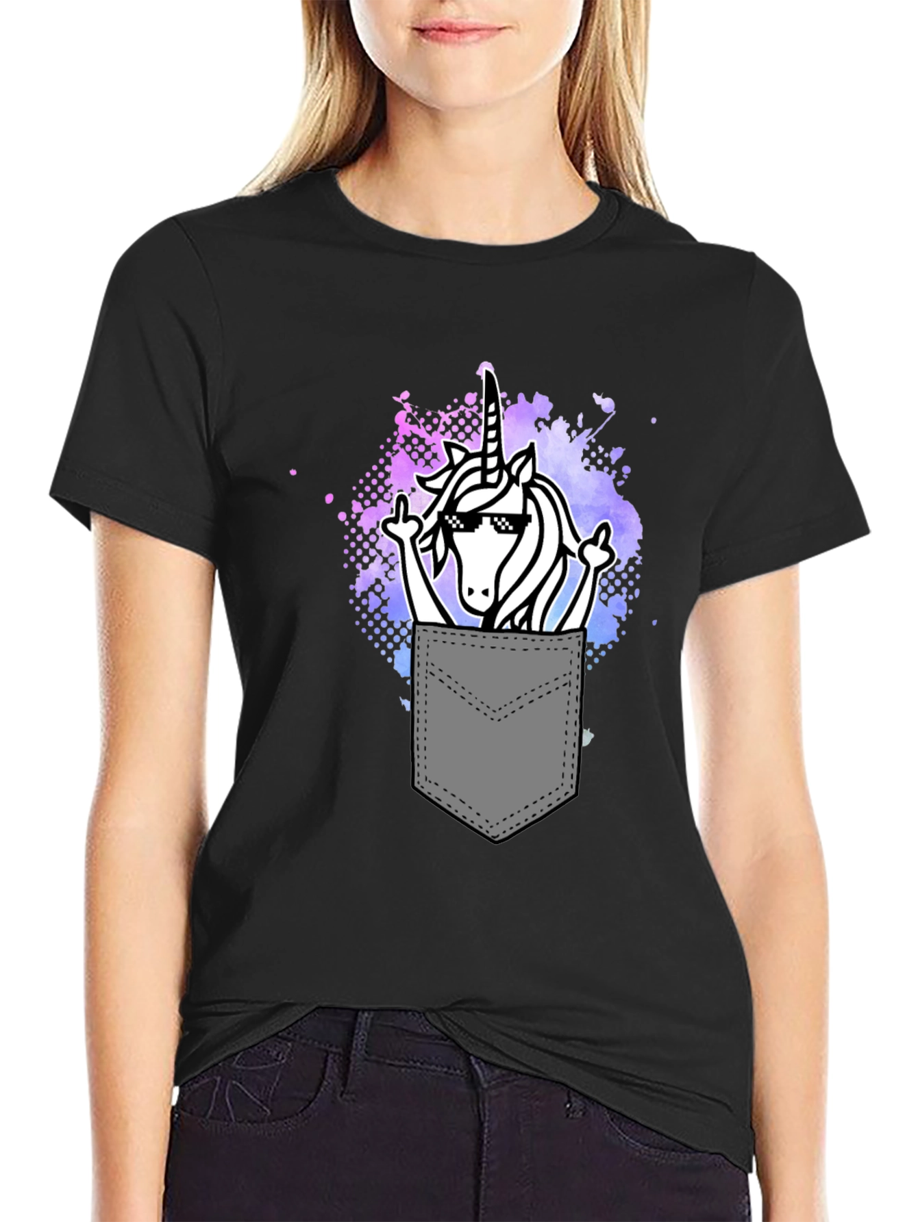 Unicorn Pocket T-Shirt Funny Graphic Tee